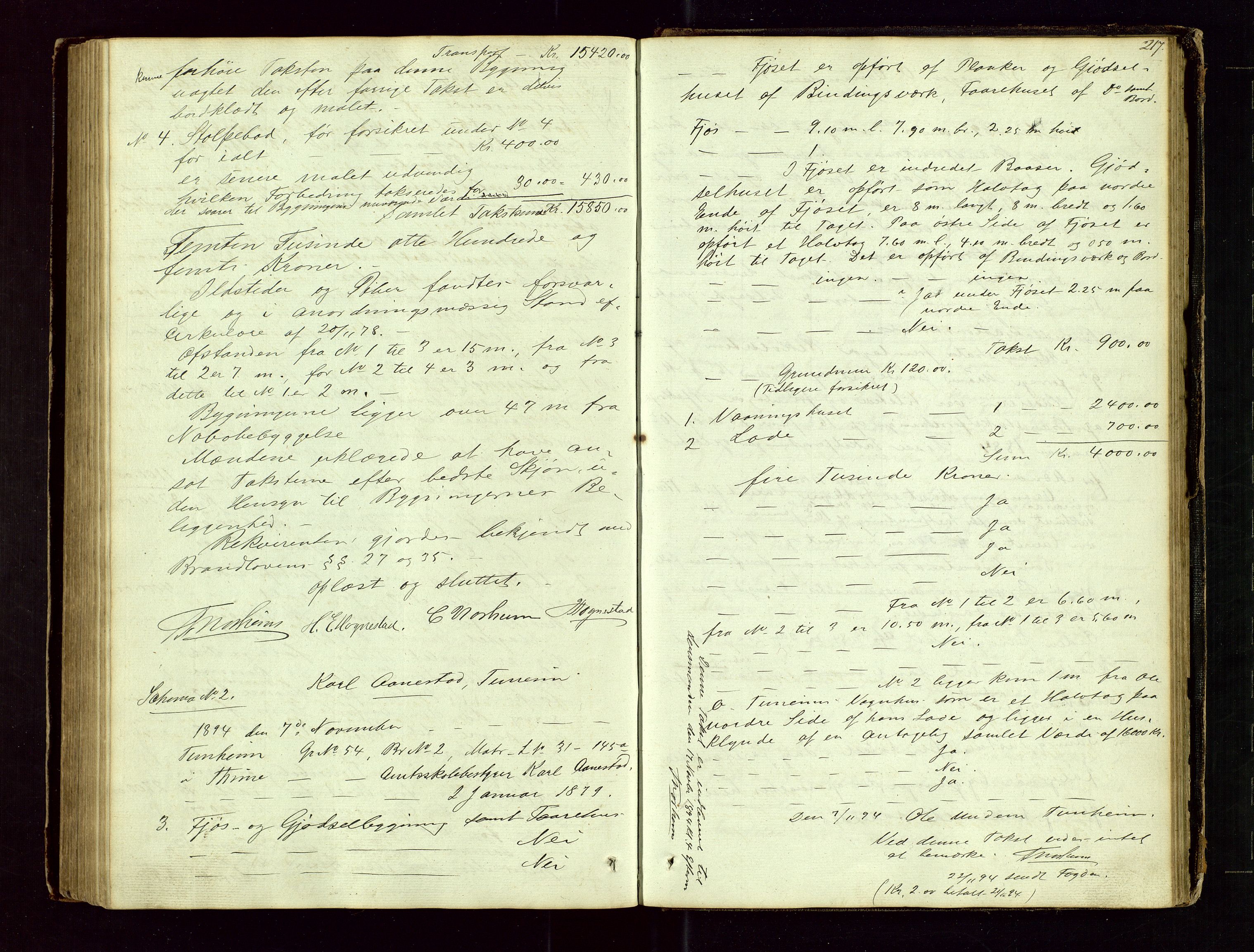 Time lensmannskontor, SAST/A-100420/Goa/L0001: "Brandtaxations-Protocol for Houglands Thinglaug", 1846-1904, p. 216b-217a