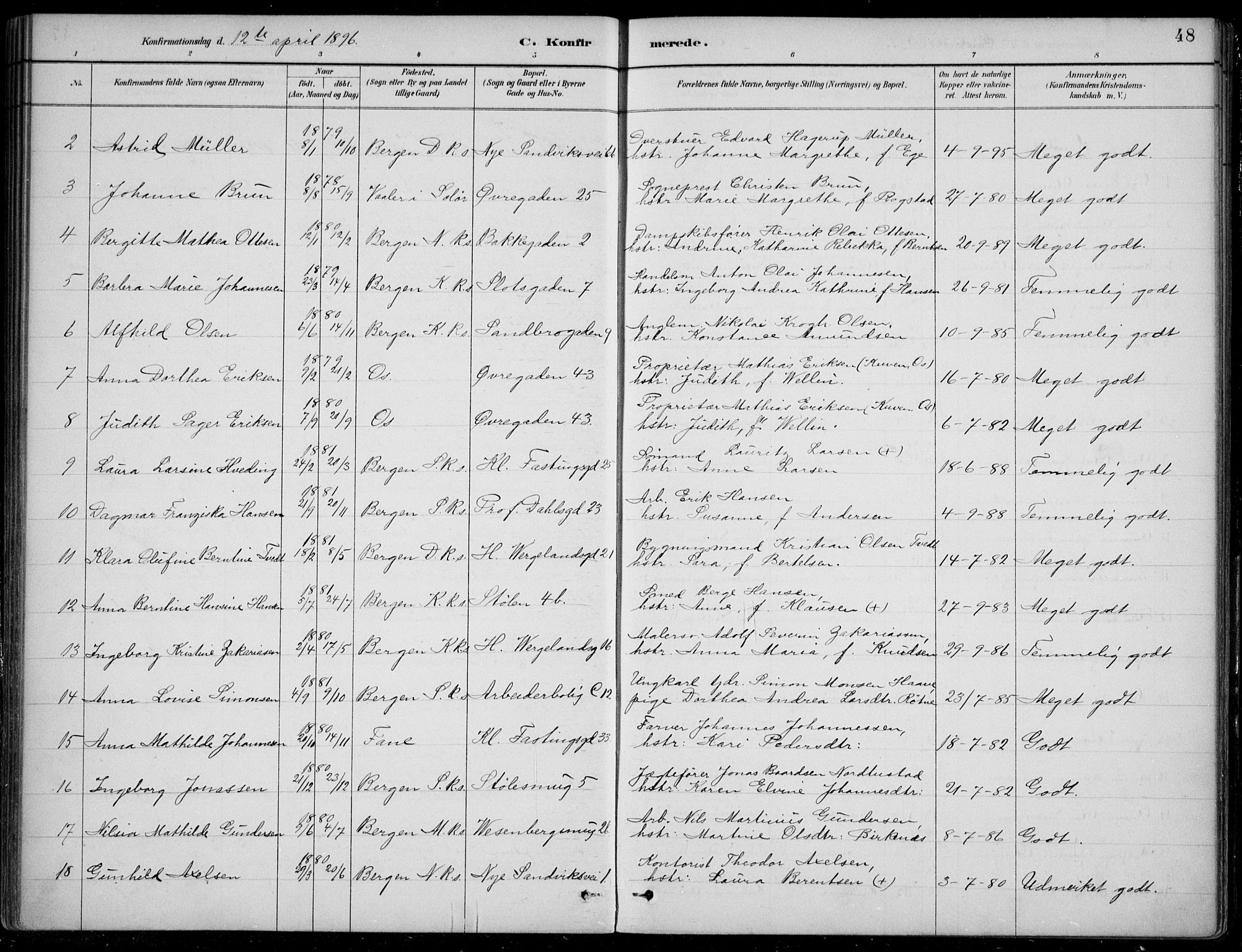 Mariakirken Sokneprestembete, AV/SAB-A-76901/H/Hab/L0008: Parish register (copy) no. A 8, 1889-1908, p. 48