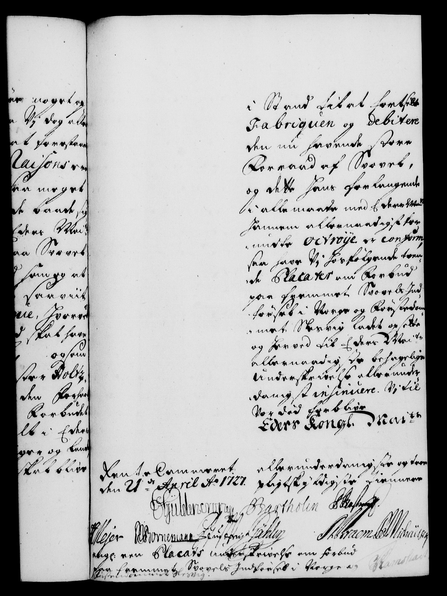 Rentekammeret, Kammerkanselliet, RA/EA-3111/G/Gf/Gfa/L0010: Norsk relasjons- og resolusjonsprotokoll (merket RK 52.10), 1727, p. 482