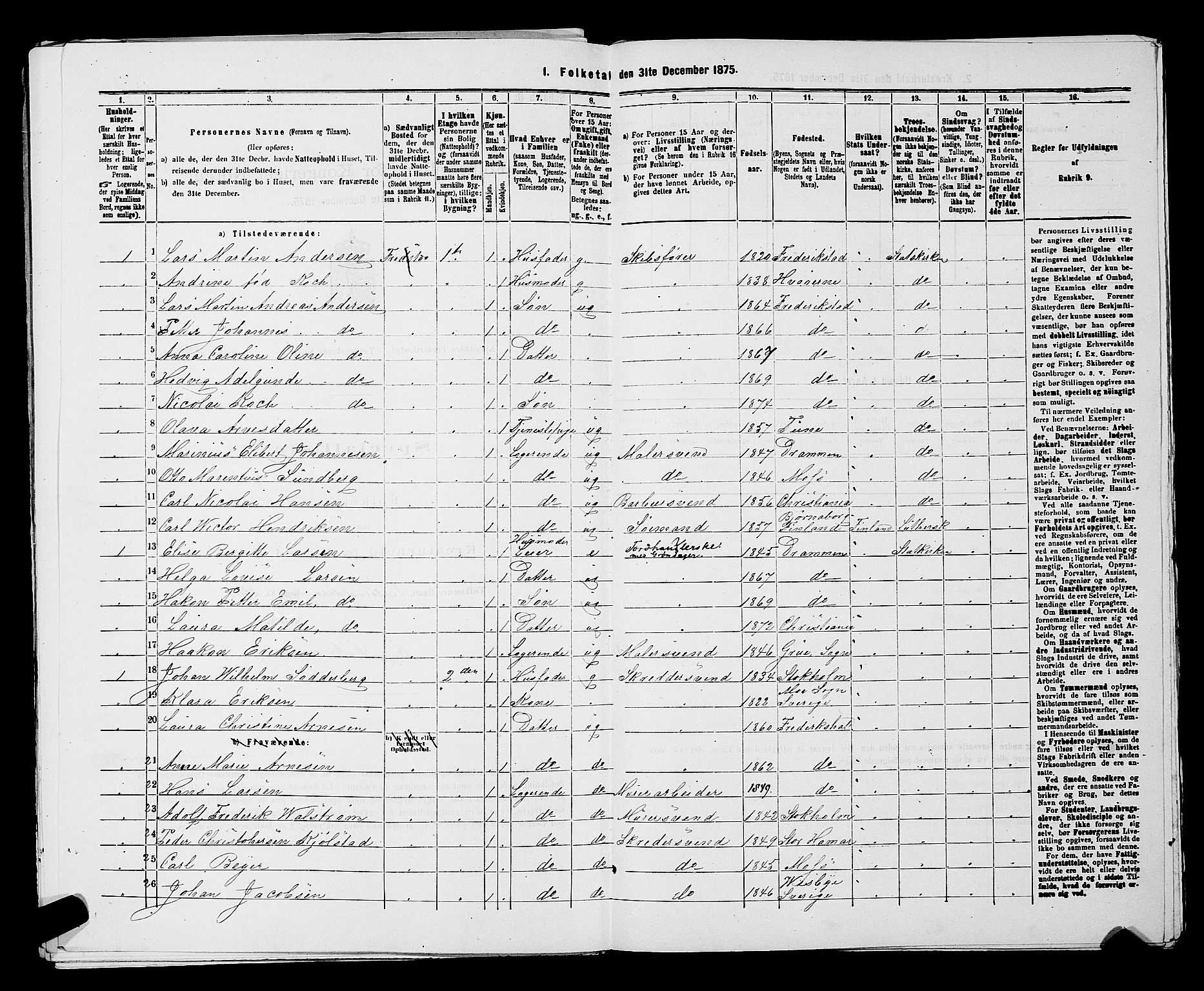 RA, 1875 census for 0103B Fredrikstad/Fredrikstad, 1875, p. 928