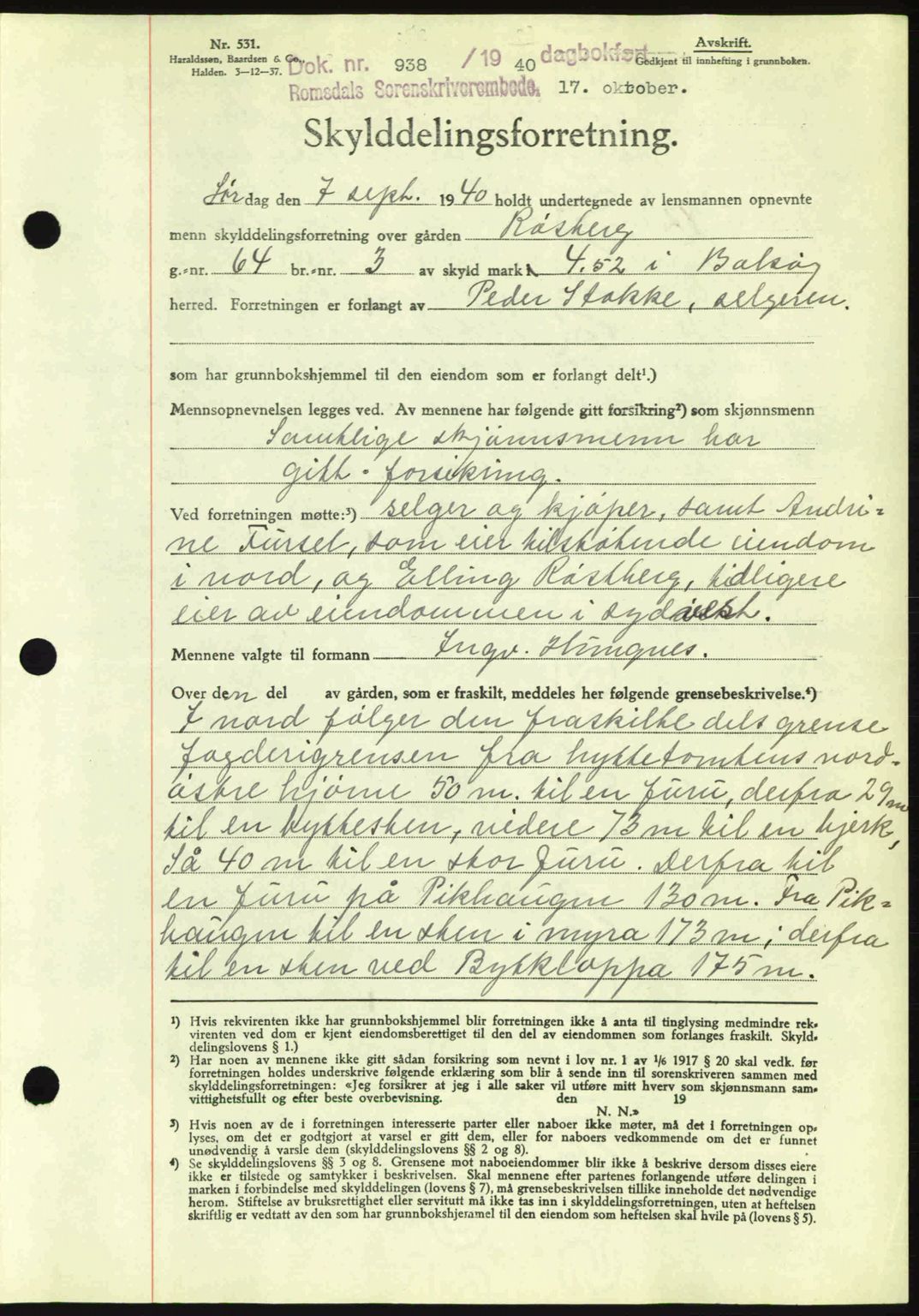 Romsdal sorenskriveri, AV/SAT-A-4149/1/2/2C: Mortgage book no. A8, 1939-1940, Diary no: : 938/1940