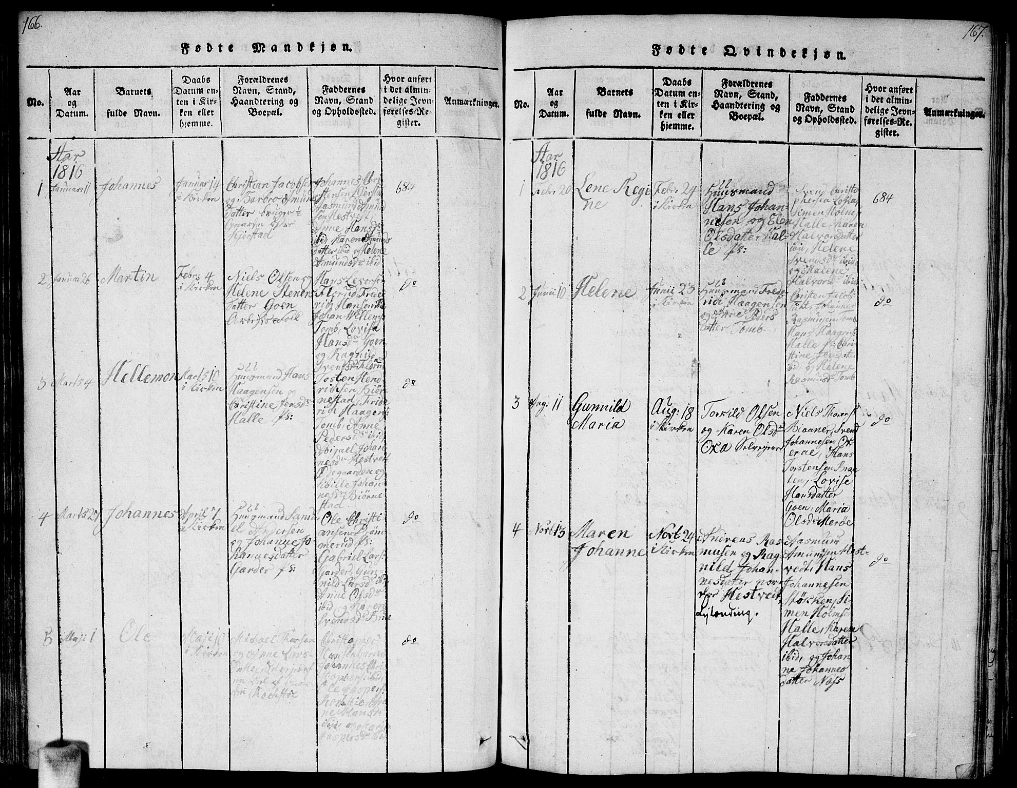 Vestby prestekontor Kirkebøker, SAO/A-10893/F/Fa/L0005: Parish register (official) no. I 5, 1814-1827, p. 166-167