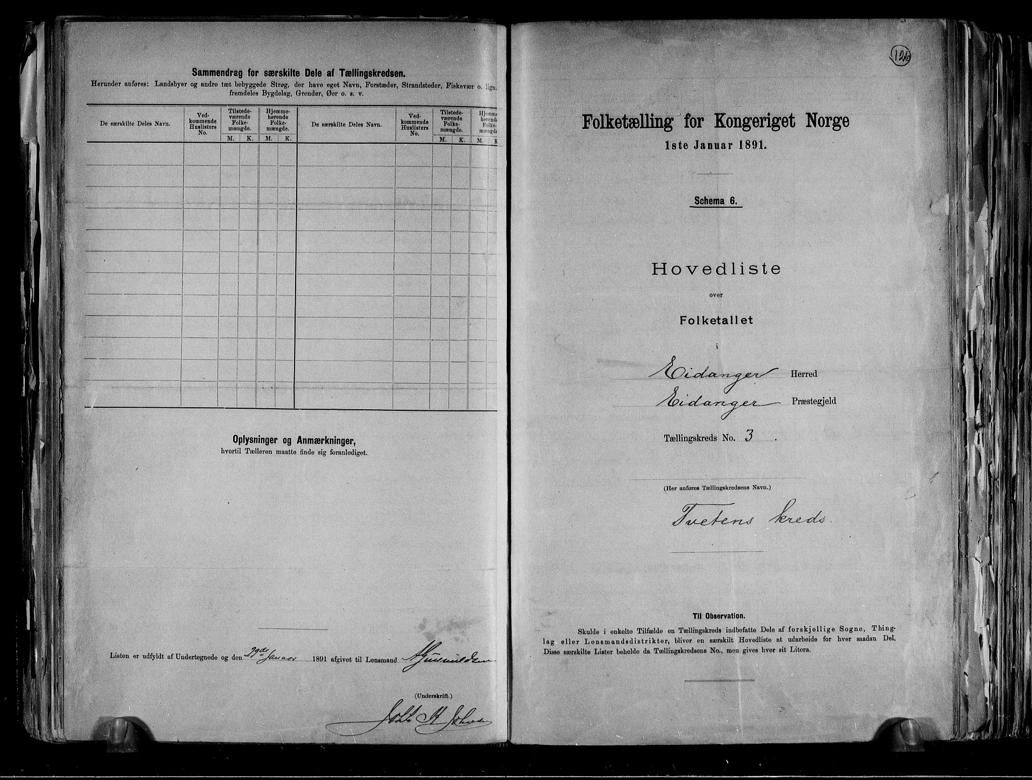 RA, 1891 census for 0813 Eidanger, 1891, p. 12