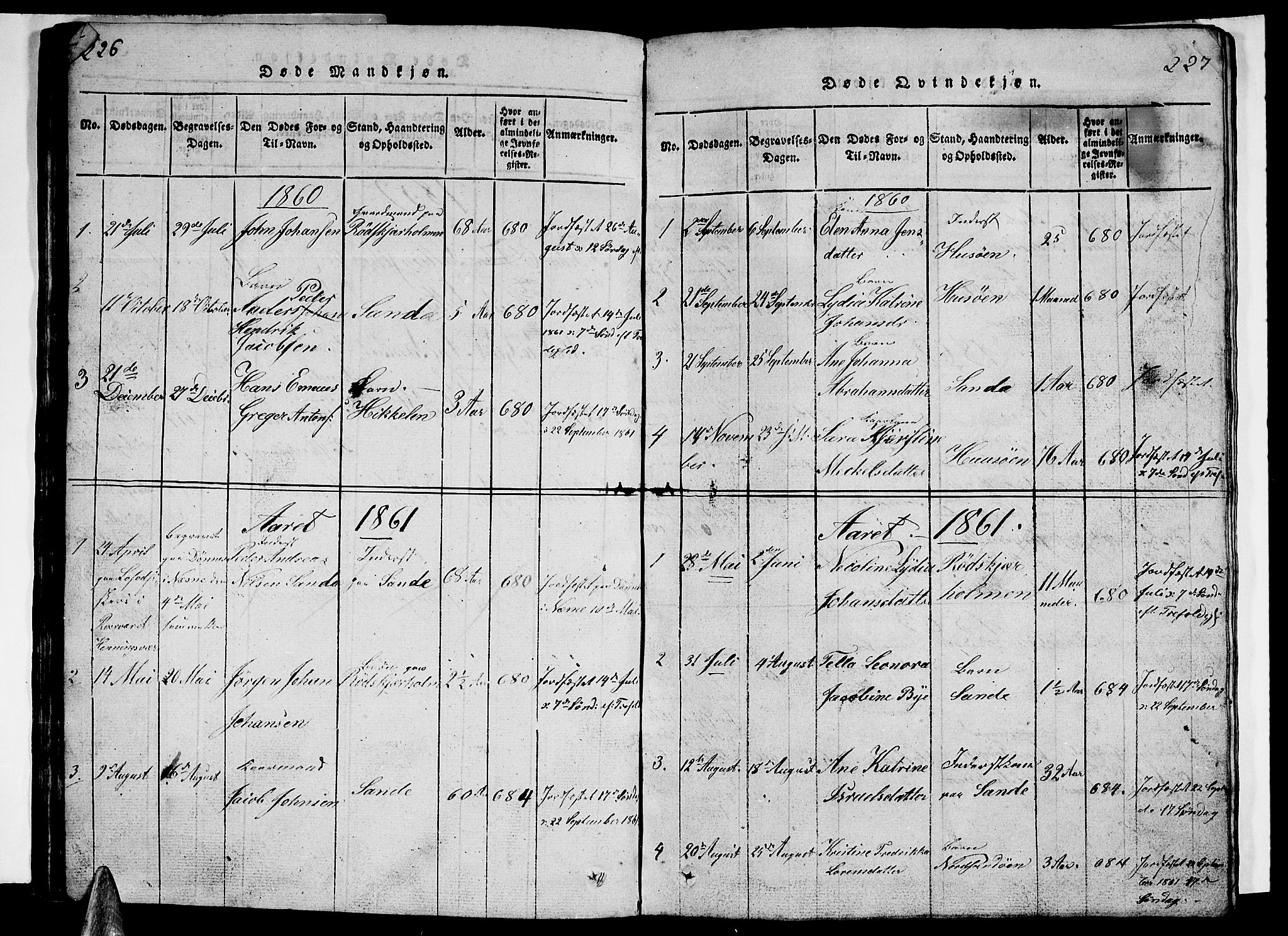 Ministerialprotokoller, klokkerbøker og fødselsregistre - Nordland, SAT/A-1459/840/L0581: Parish register (copy) no. 840C01, 1820-1873, p. 226-227