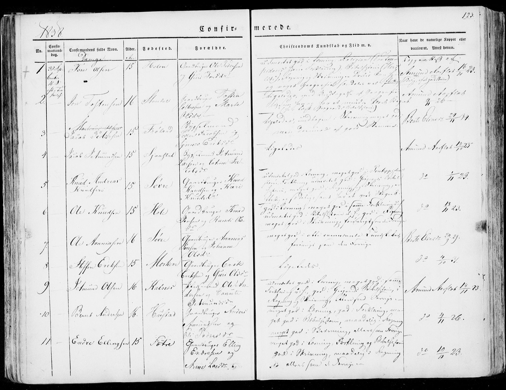 Ministerialprotokoller, klokkerbøker og fødselsregistre - Møre og Romsdal, SAT/A-1454/515/L0208: Parish register (official) no. 515A04, 1830-1846, p. 123