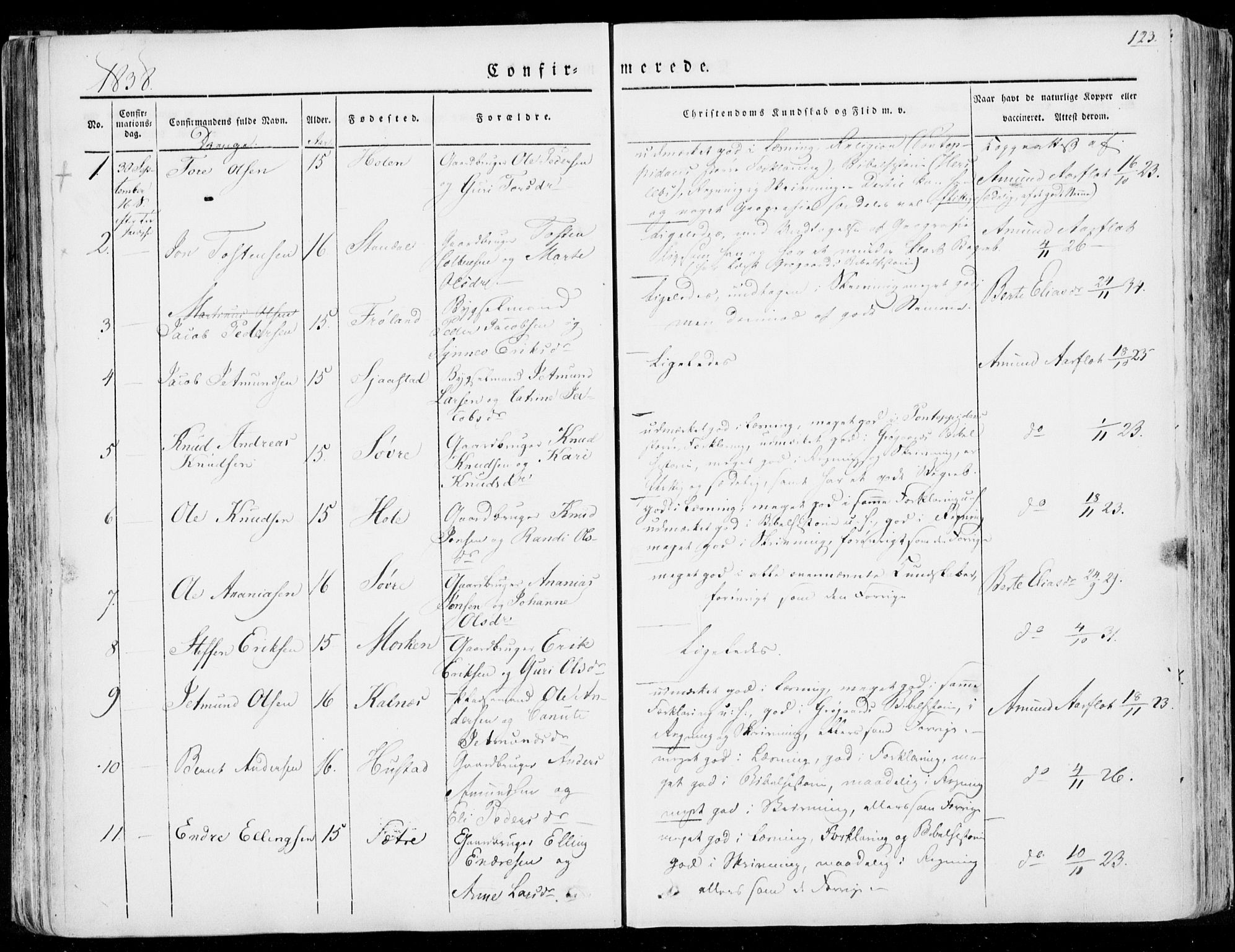 Ministerialprotokoller, klokkerbøker og fødselsregistre - Møre og Romsdal, AV/SAT-A-1454/515/L0208: Parish register (official) no. 515A04, 1830-1846, p. 123