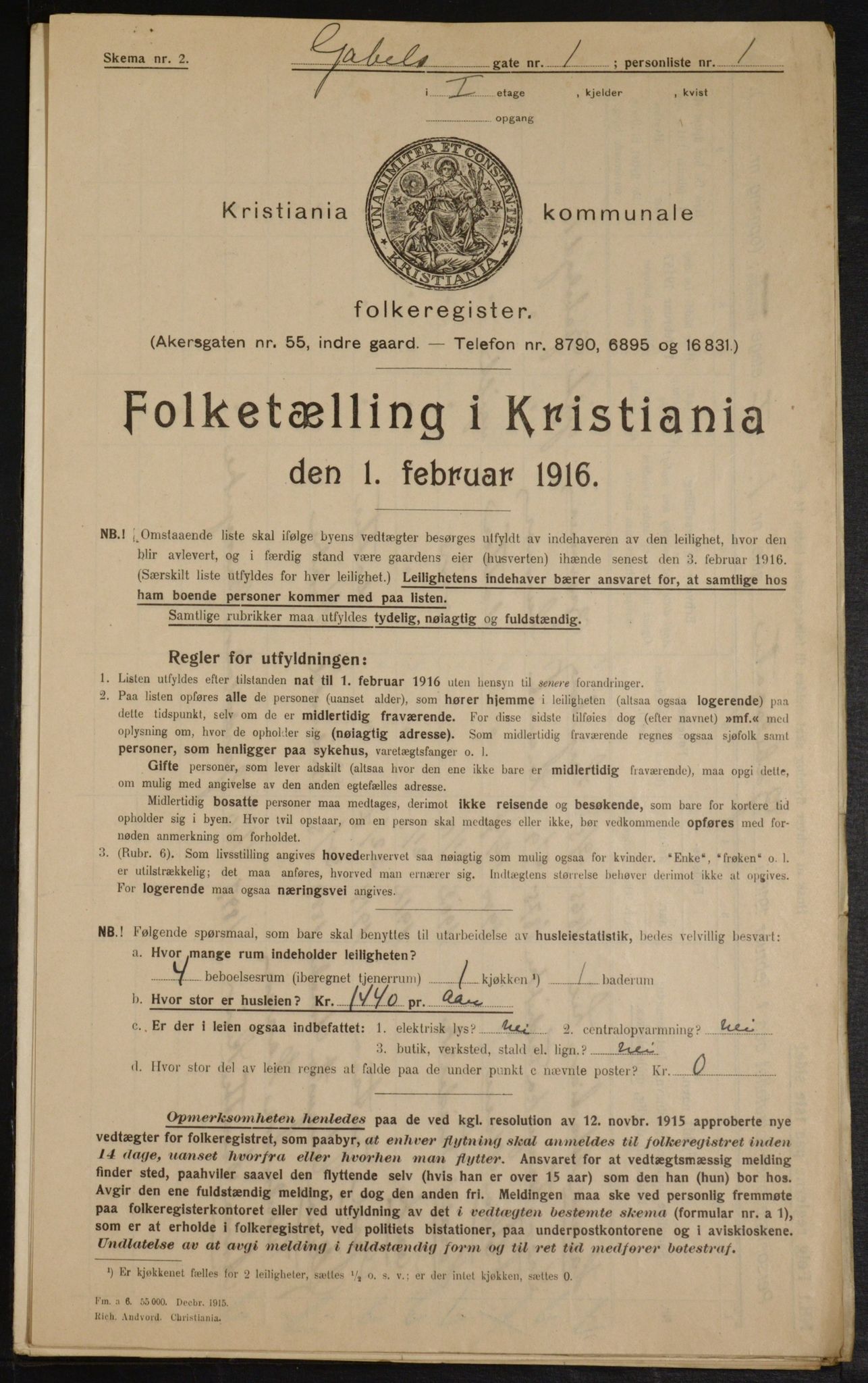 OBA, Municipal Census 1916 for Kristiania, 1916, p. 29076