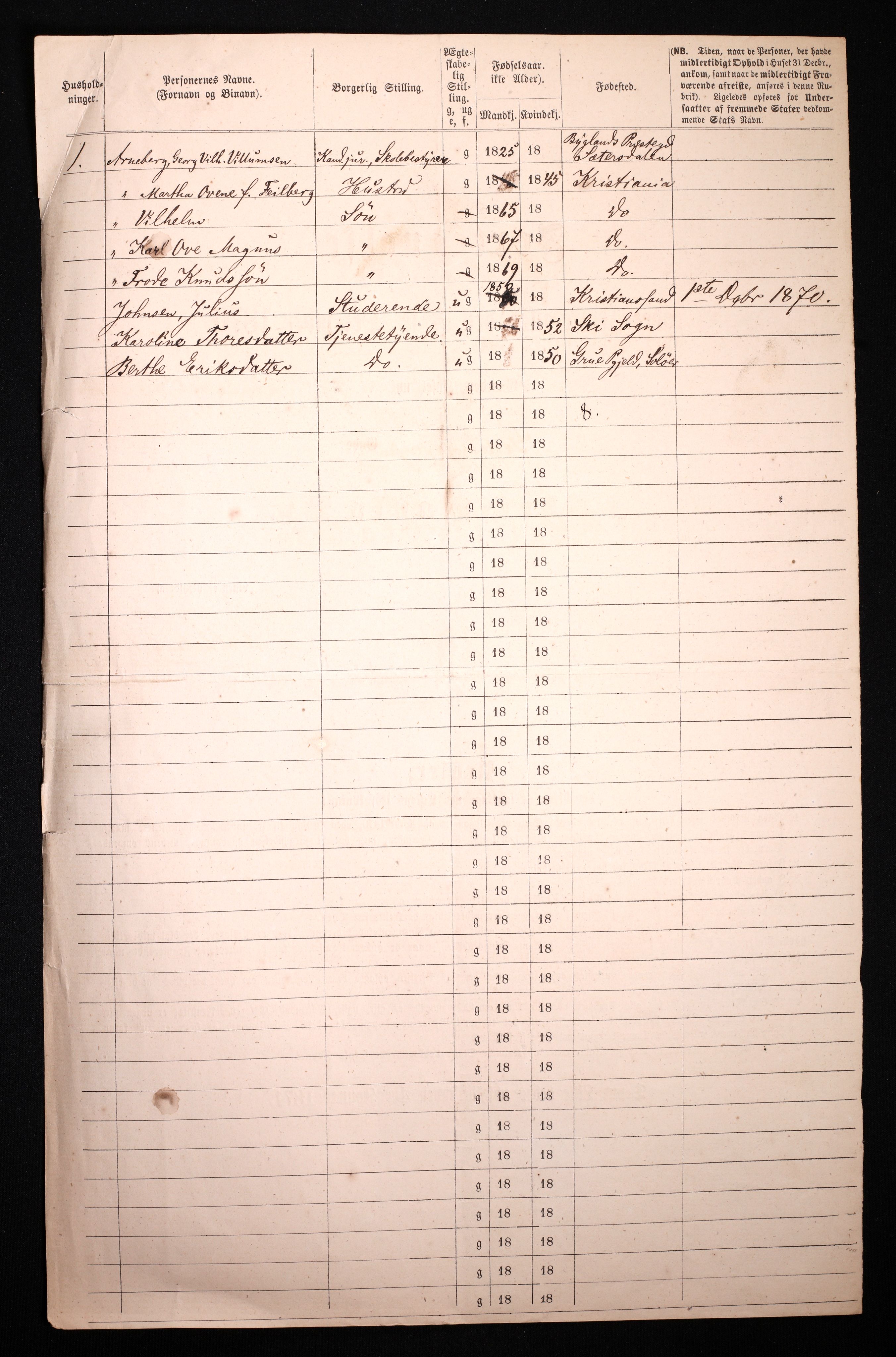 RA, 1870 census for 0301 Kristiania, 1870, p. 1104