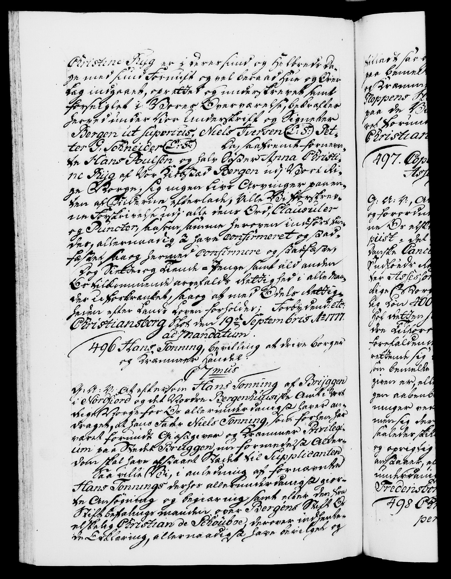 Danske Kanselli 1572-1799, AV/RA-EA-3023/F/Fc/Fca/Fcaa/L0047: Norske registre, 1776-1778, p. 597b