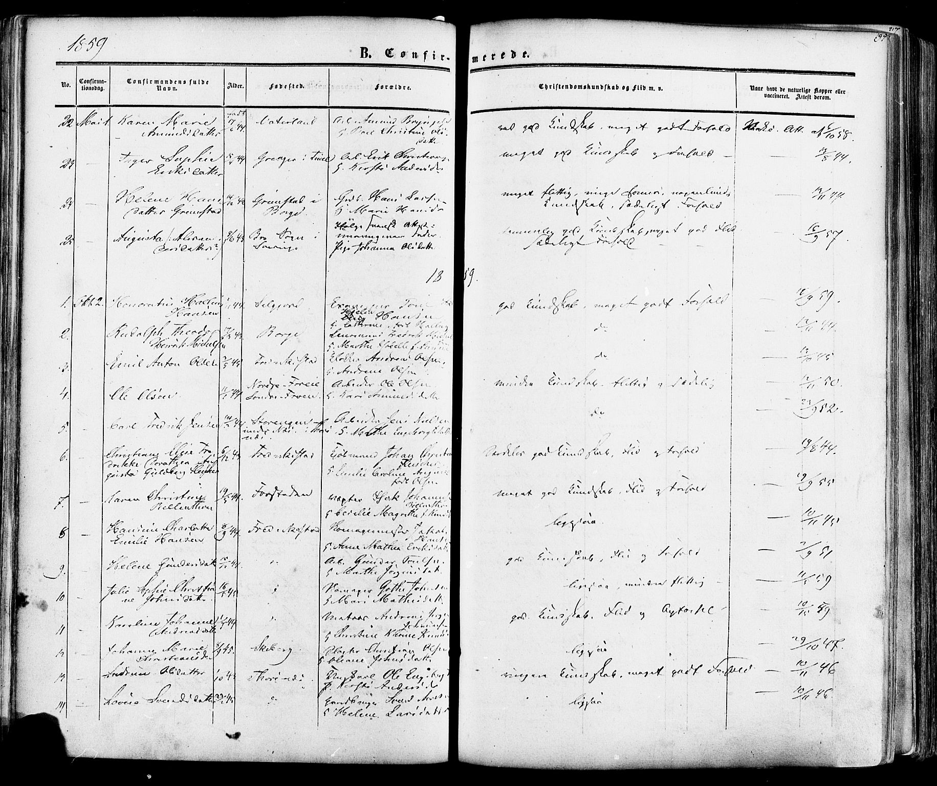 Fredrikstad prestekontor Kirkebøker, AV/SAO-A-11082/F/Fa/L0006: Parish register (official) no. 6, 1857-1878, p. 197