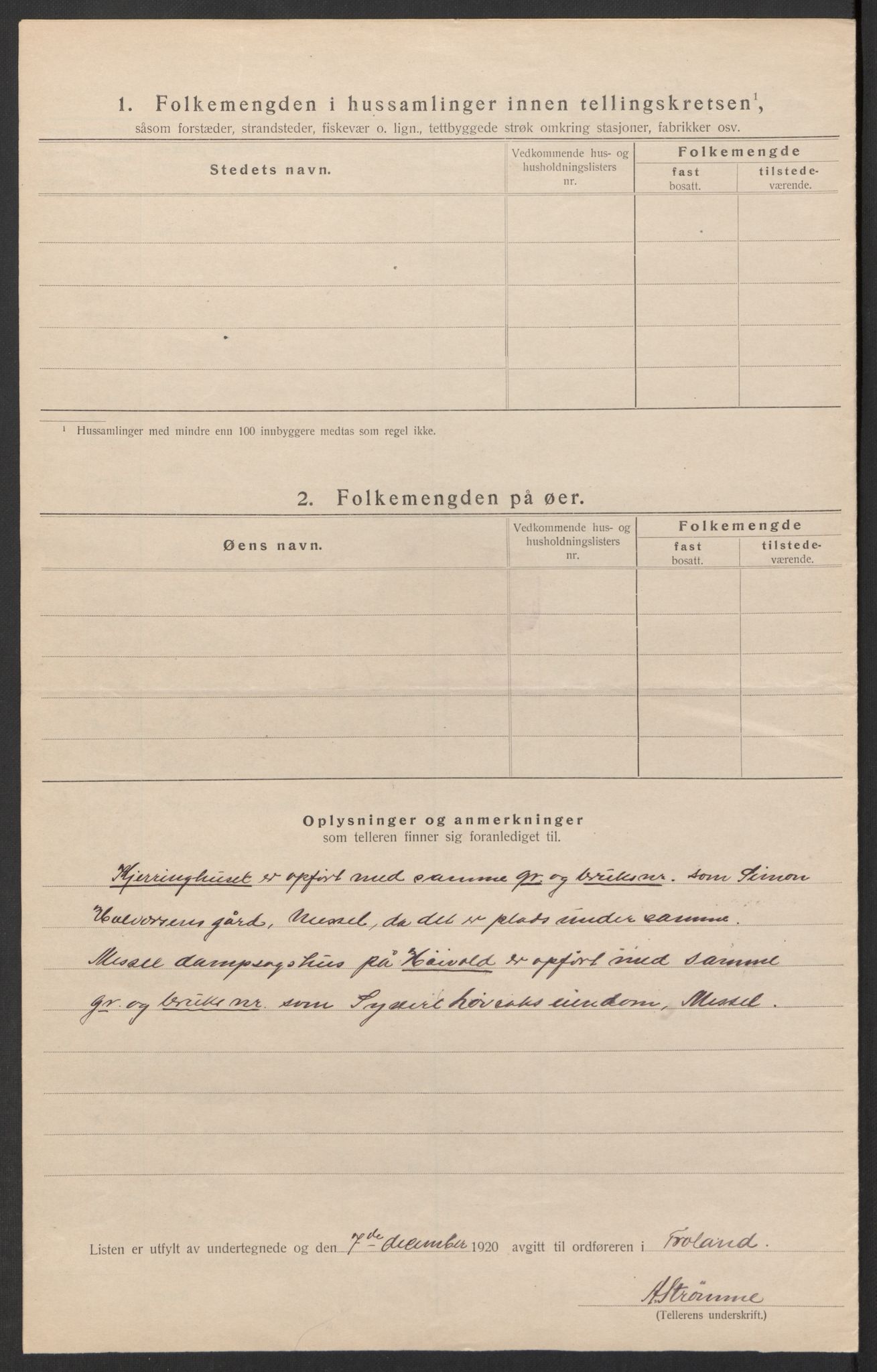 SAK, 1920 census for Froland, 1920, p. 14