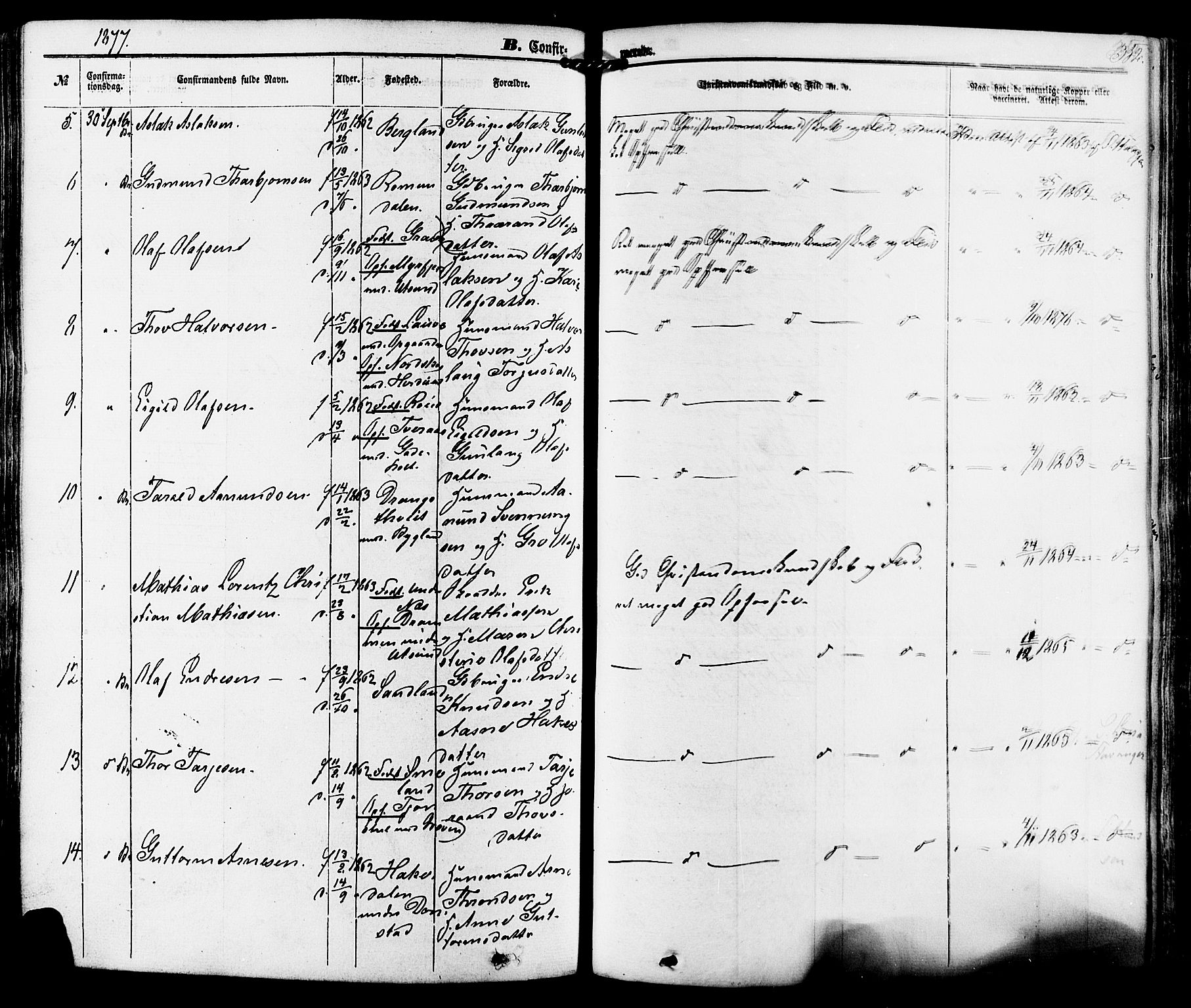 Kviteseid kirkebøker, SAKO/A-276/F/Fa/L0007: Parish register (official) no. I 7, 1859-1881, p. 352