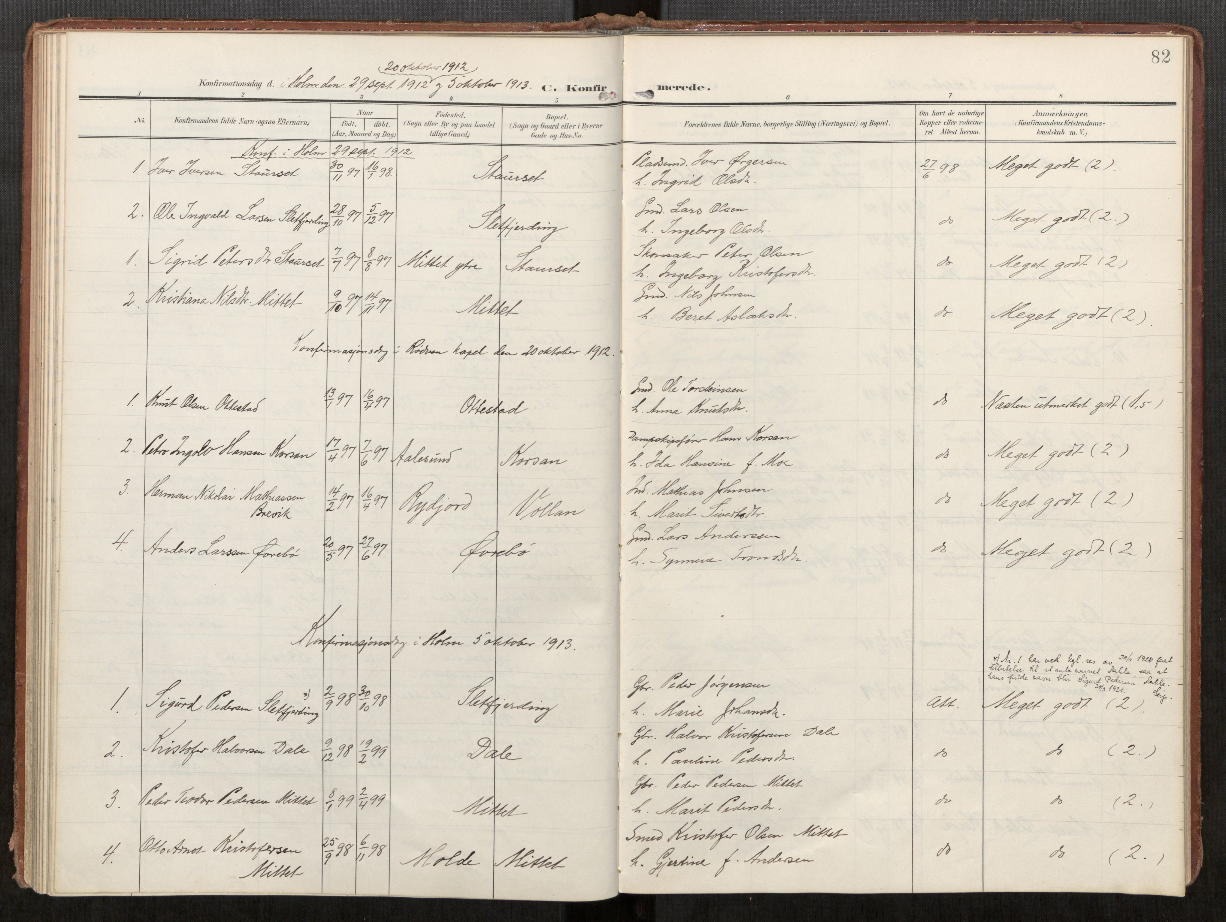 Ministerialprotokoller, klokkerbøker og fødselsregistre - Møre og Romsdal, AV/SAT-A-1454/549/L0618: Parish register (official) no. 549A01, 1906-1927, p. 82