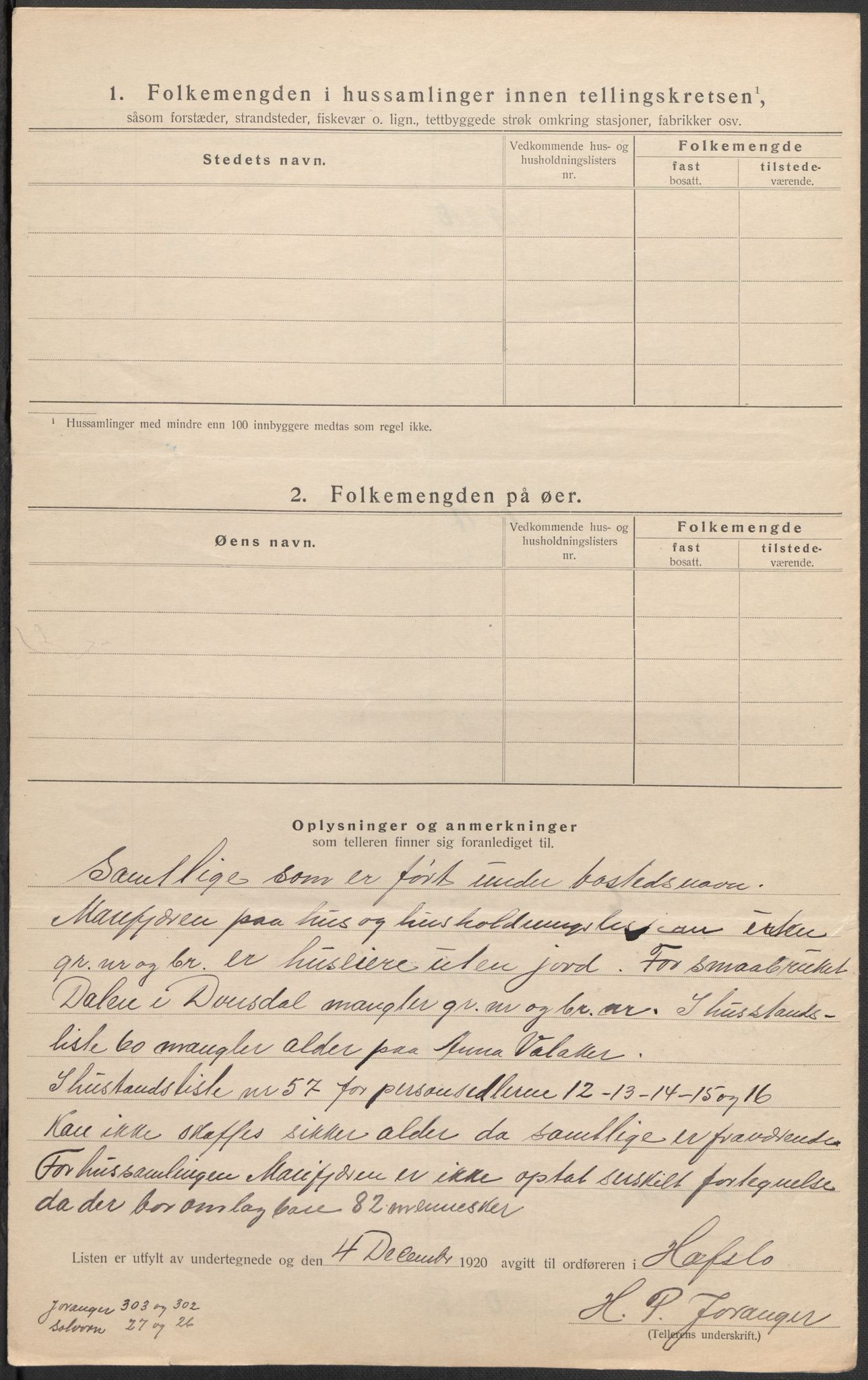 SAB, 1920 census for Hafslo, 1920, p. 33