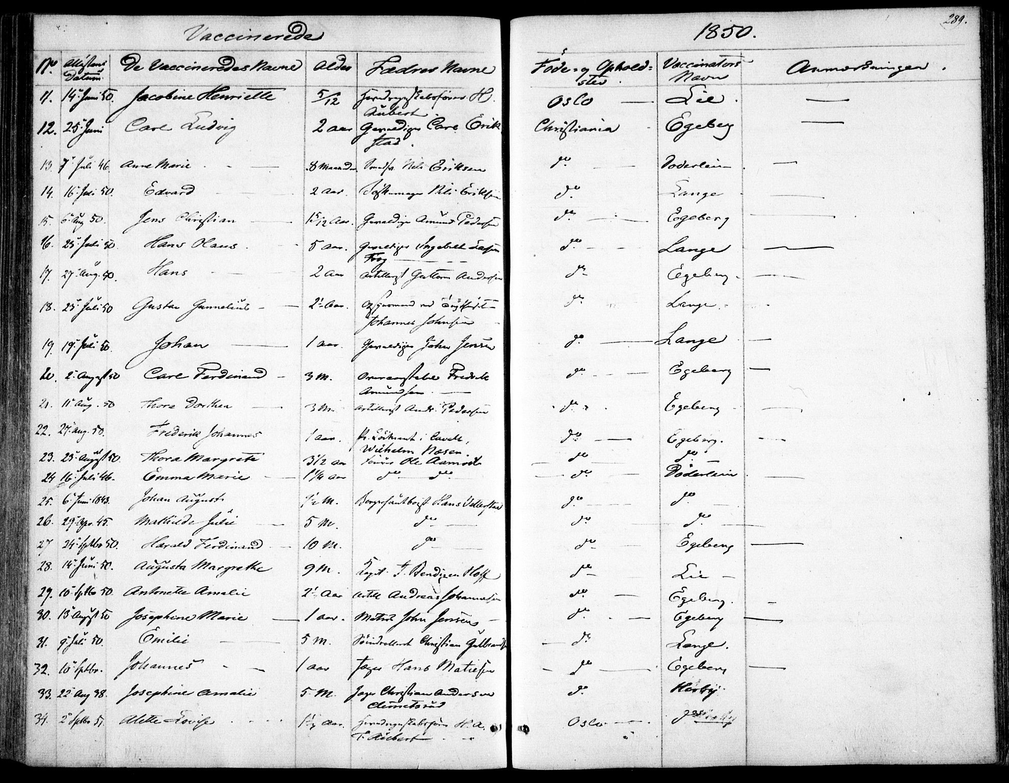 Garnisonsmenigheten Kirkebøker, AV/SAO-A-10846/F/Fa/L0009: Parish register (official) no. 9, 1842-1859, p. 289