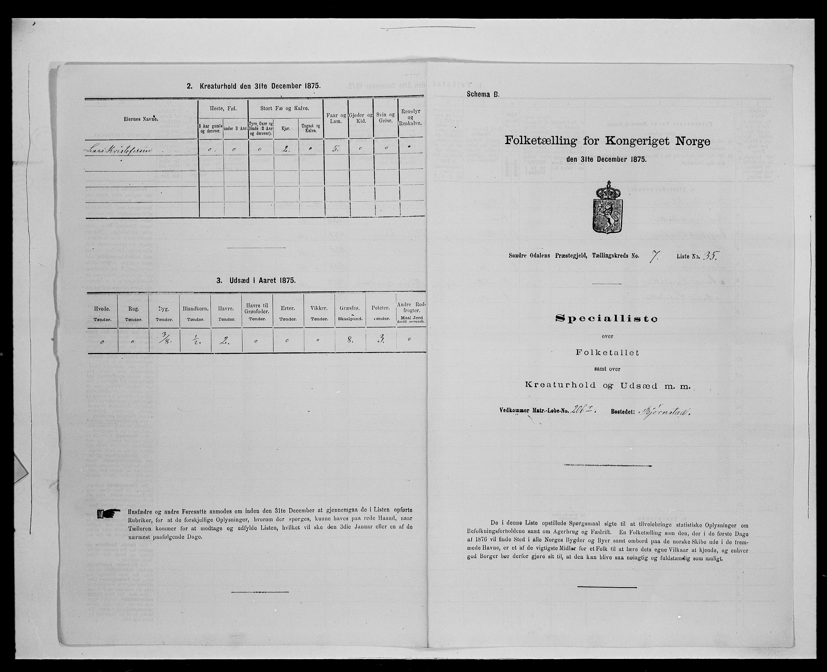 SAH, 1875 census for 0419P Sør-Odal, 1875, p. 727