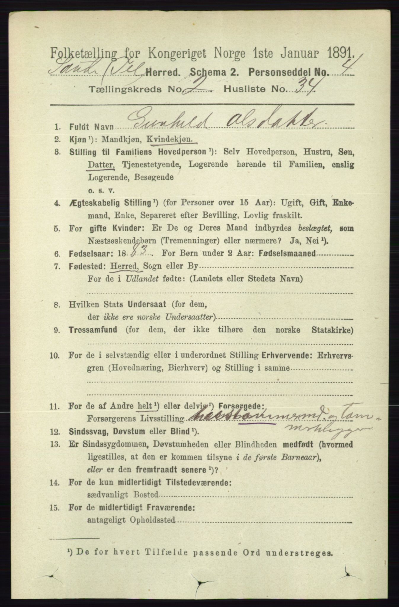 RA, 1891 census for 0822 Sauherad, 1891, p. 600