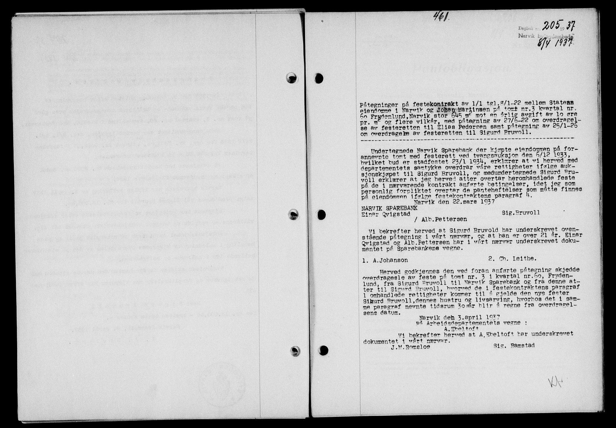 Narvik sorenskriveri, SAT/A-0002/1/2/2C/2Ca/L0011: Mortgage book no. 14, 1935-1937, Deed date: 08.04.1937