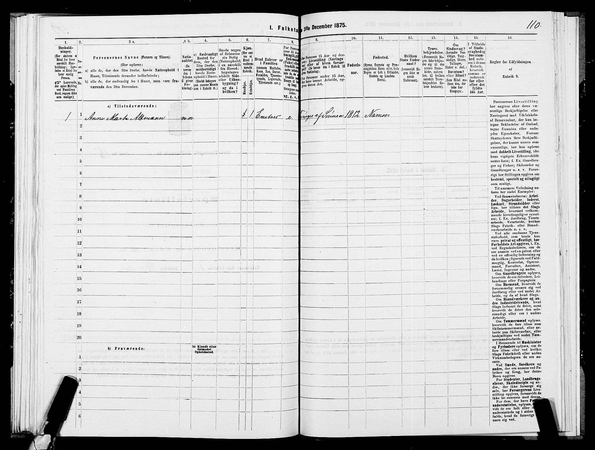 SATØ, 1875 census for 2012P Alta, 1875, p. 1110