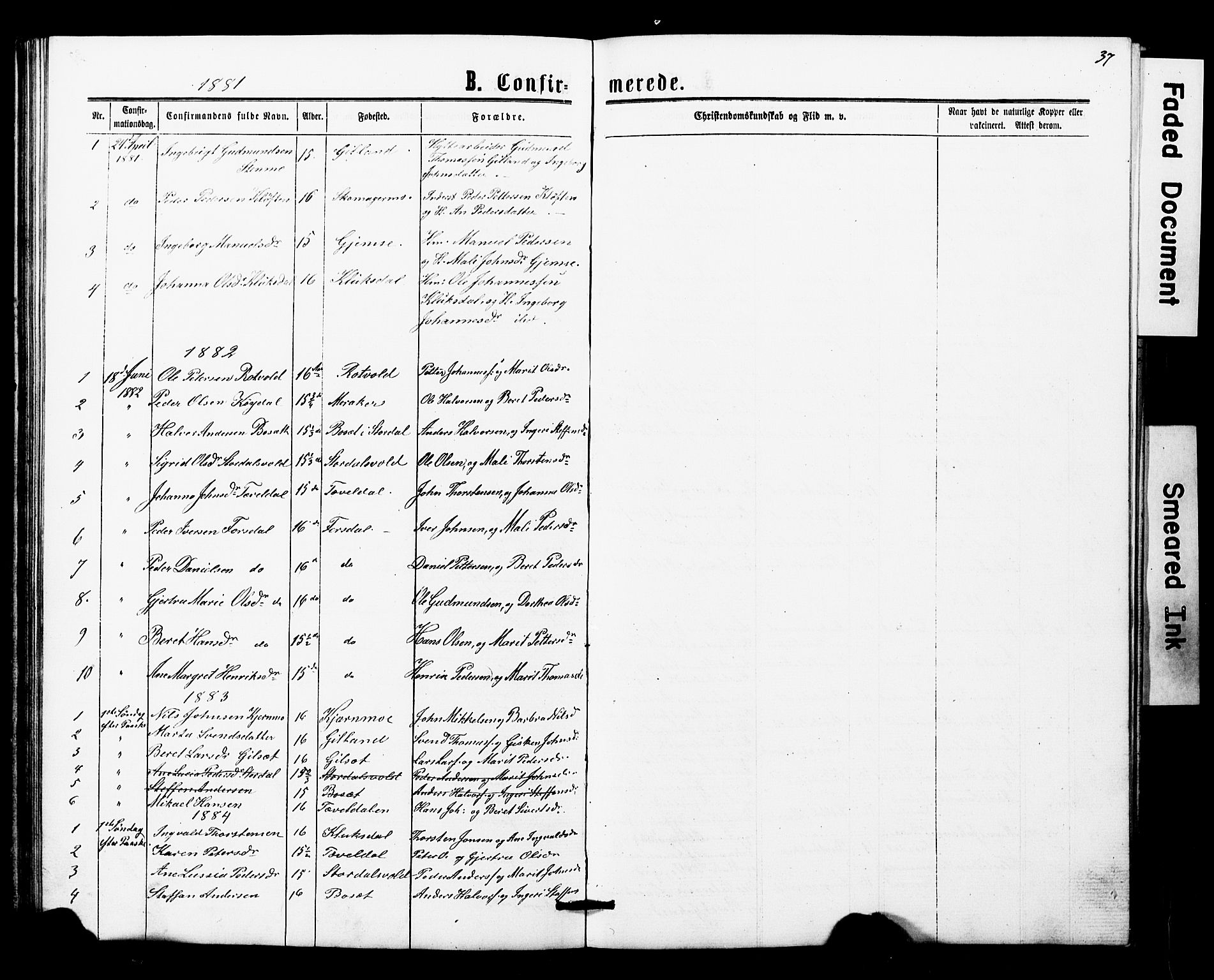 Ministerialprotokoller, klokkerbøker og fødselsregistre - Nord-Trøndelag, SAT/A-1458/707/L0052: Parish register (copy) no. 707C01, 1864-1897, p. 37