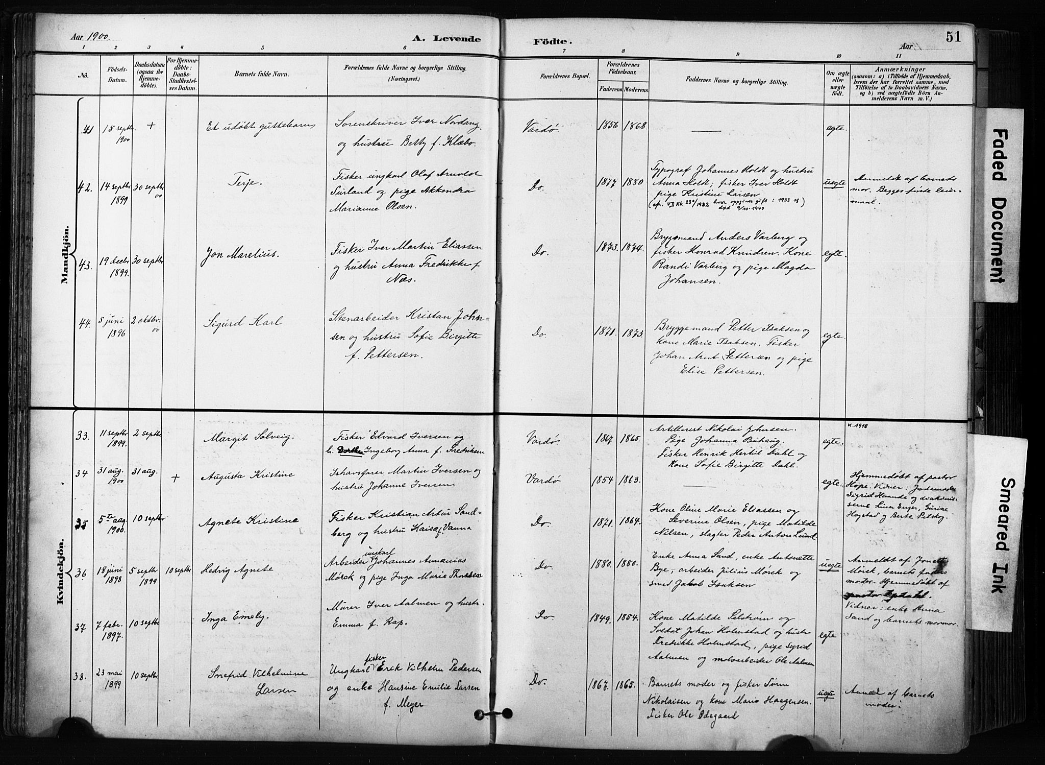Vardø sokneprestkontor, SATØ/S-1332/H/Ha/L0010kirke: Parish register (official) no. 10, 1895-1907, p. 51