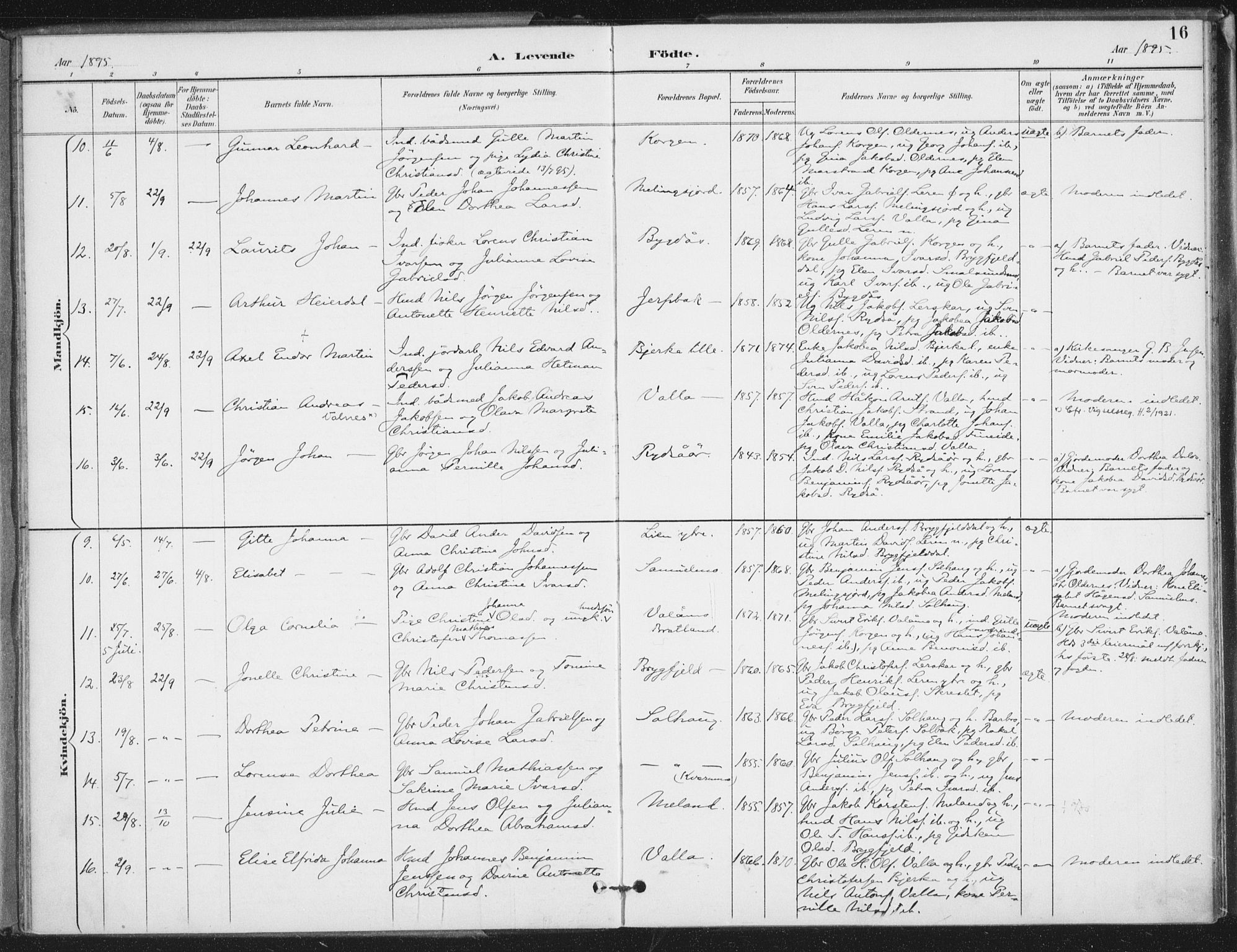 Ministerialprotokoller, klokkerbøker og fødselsregistre - Nordland, SAT/A-1459/826/L0380: Parish register (official) no. 826A03, 1891-1911, p. 16