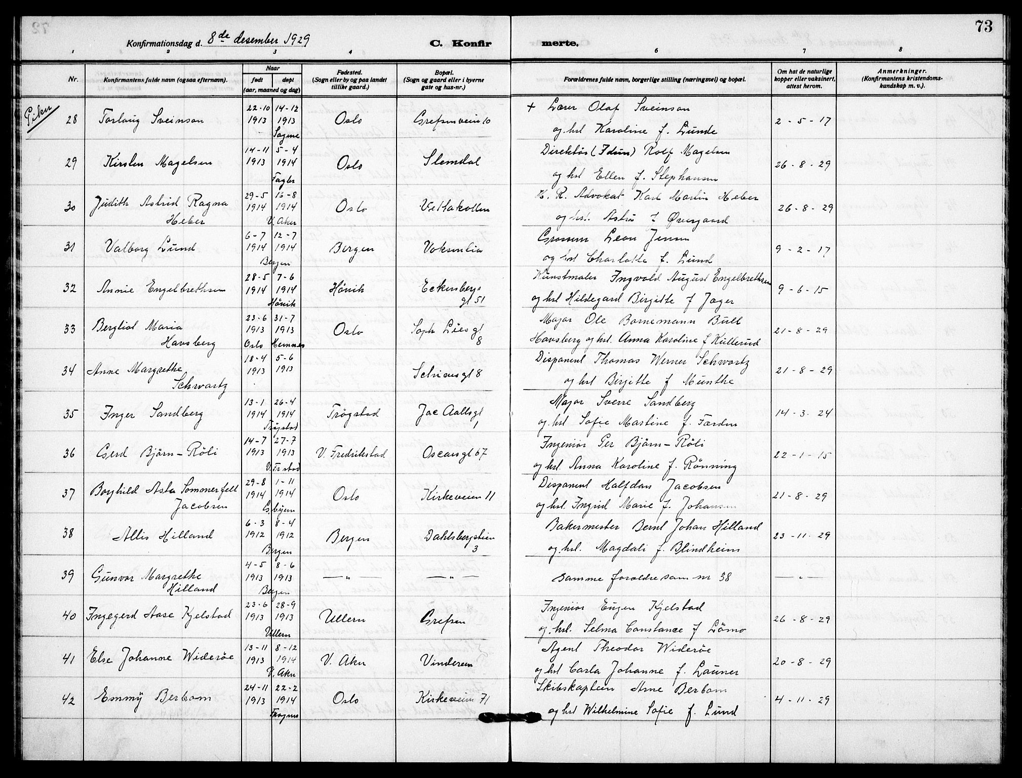 Garnisonsmenigheten Kirkebøker, AV/SAO-A-10846/F/Fa/L0017: Parish register (official) no. 17, 1926-1937, p. 73