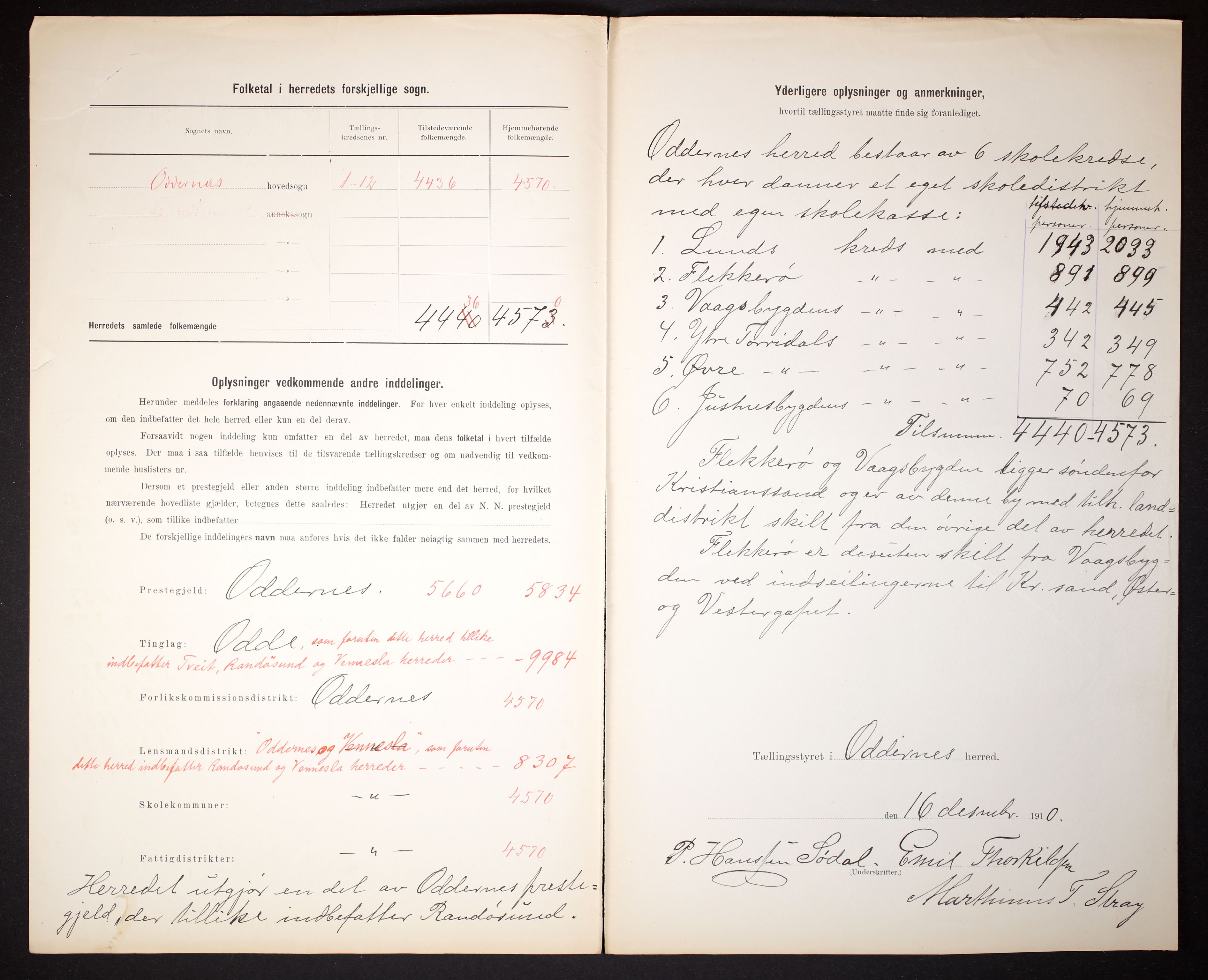 RA, 1910 census for Oddernes, 1910, p. 3