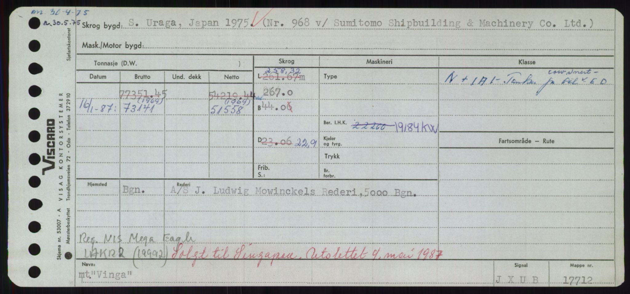 Sjøfartsdirektoratet med forløpere, Skipsmålingen, RA/S-1627/H/Hd/L0041: Fartøy, Vi-Ås, p. 249