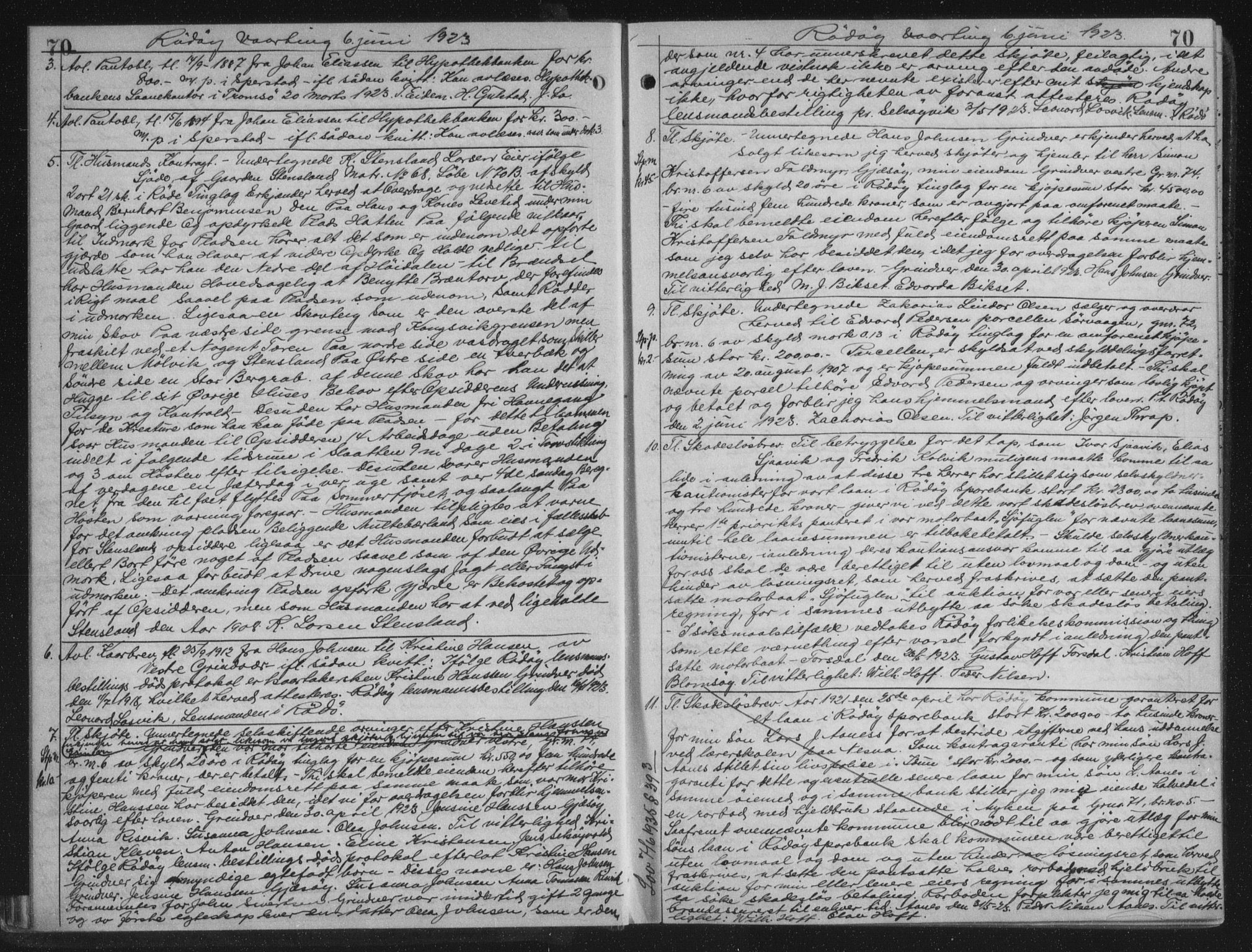 Rana sorenskriveri , AV/SAT-A-1108/1/2/2C/L0018: Mortgage book no. 18, 1923-1928, p. 70, Deed date: 06.06.1923