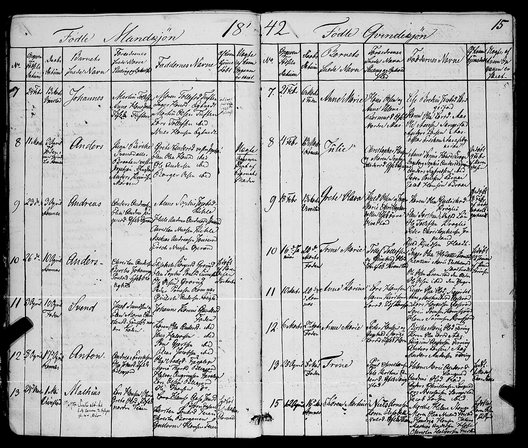 Ramnes kirkebøker, AV/SAKO-A-314/F/Fa/L0005: Parish register (official) no. I 5, 1841-1861, p. 14-15