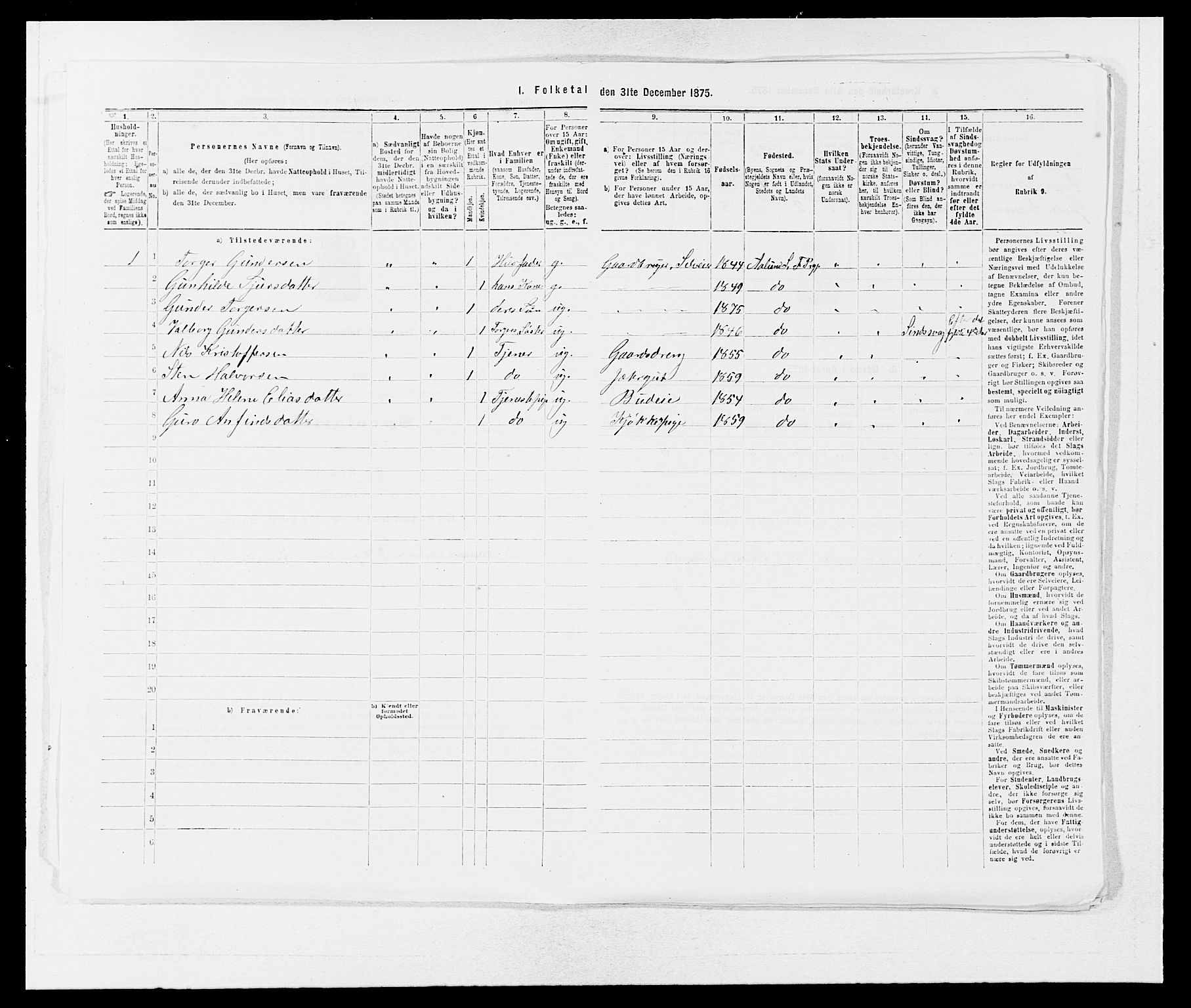 SAB, 1875 census for 1213P Fjelberg, 1875, p. 496