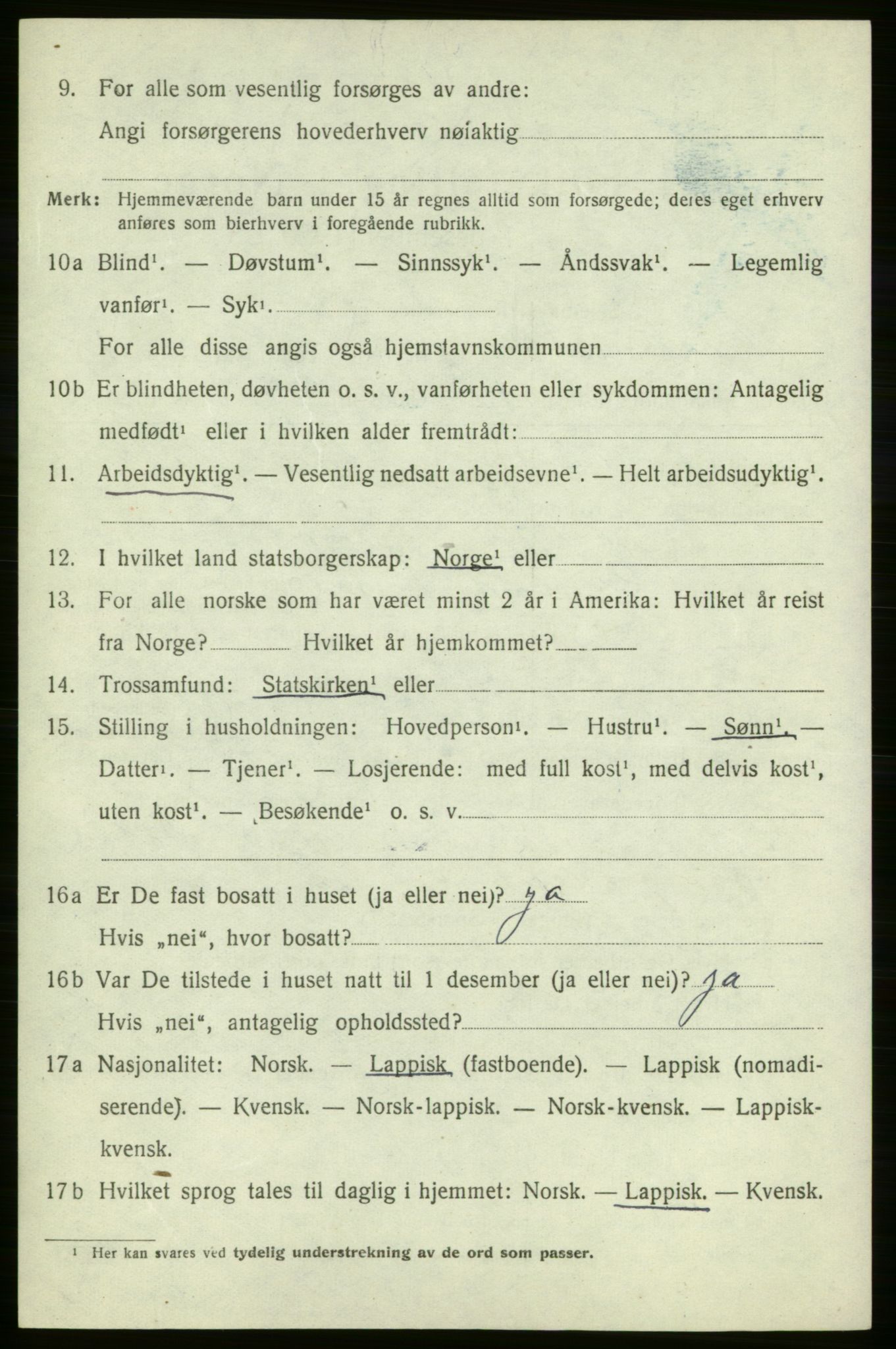 SATØ, 1920 census for , 1920, p. 599