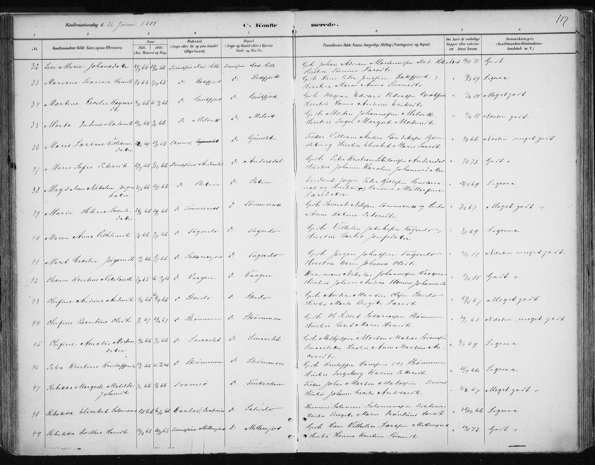 Tromsøysund sokneprestkontor, AV/SATØ-S-1304/G/Ga/L0004kirke: Parish register (official) no. 4, 1880-1888, p. 117