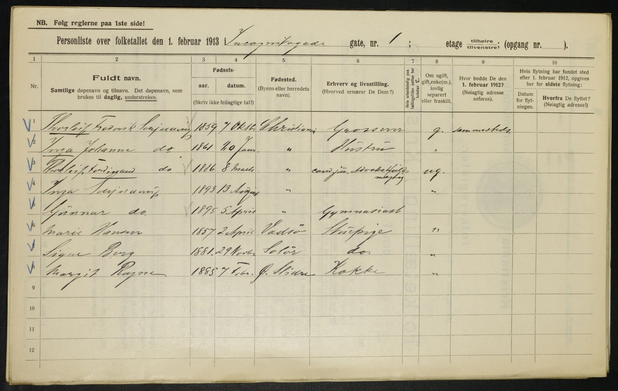 OBA, Municipal Census 1913 for Kristiania, 1913, p. 43795