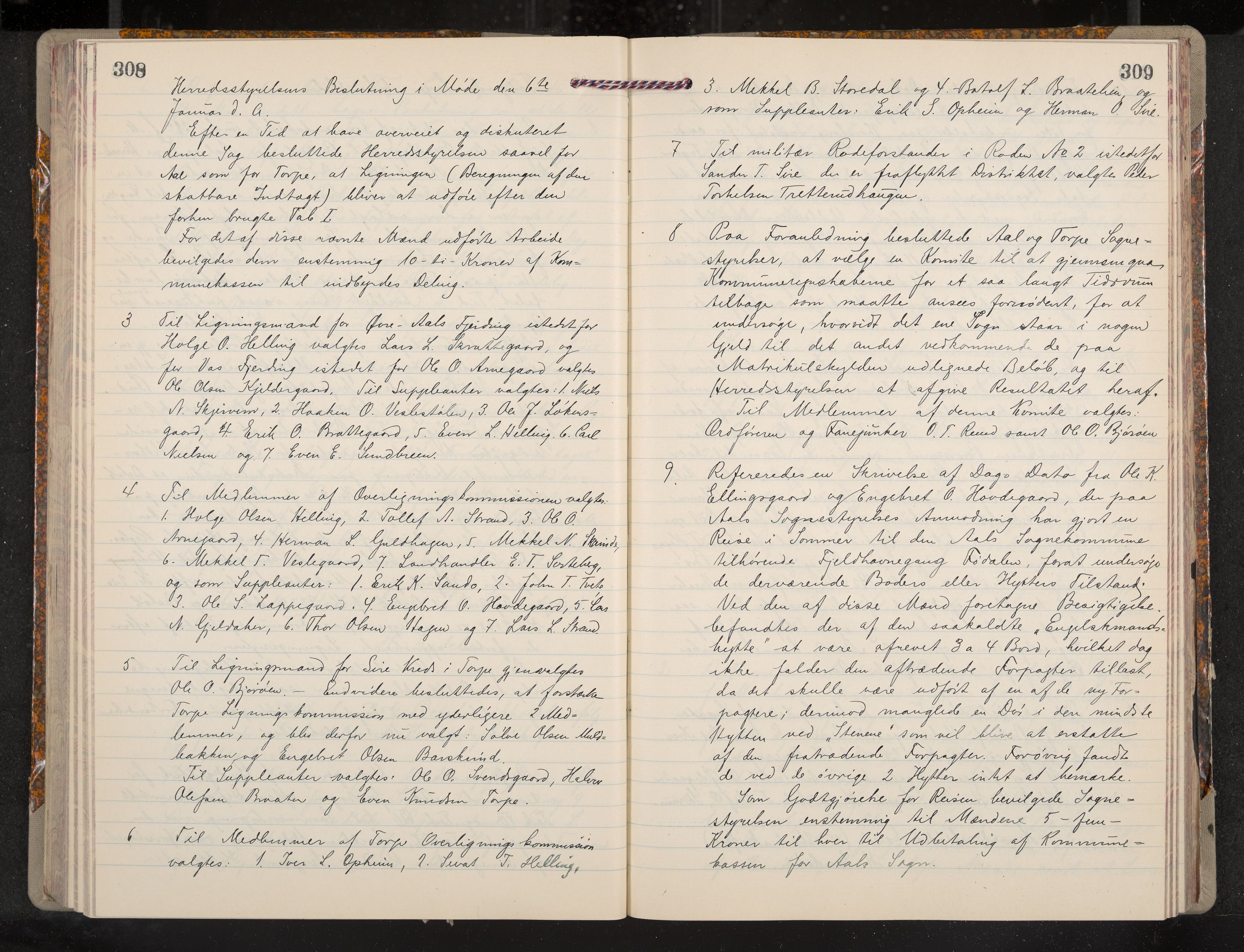 Ål formannskap og sentraladministrasjon, IKAK/0619021/A/Aa/L0004: Utskrift av møtebok, 1881-1901, p. 308-309