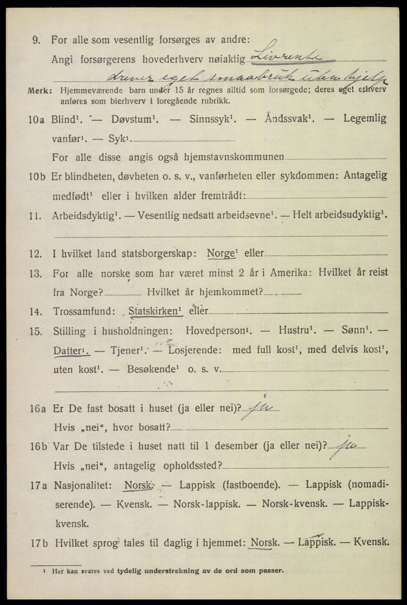 SAT, 1920 census for Evenes, 1920, p. 5733