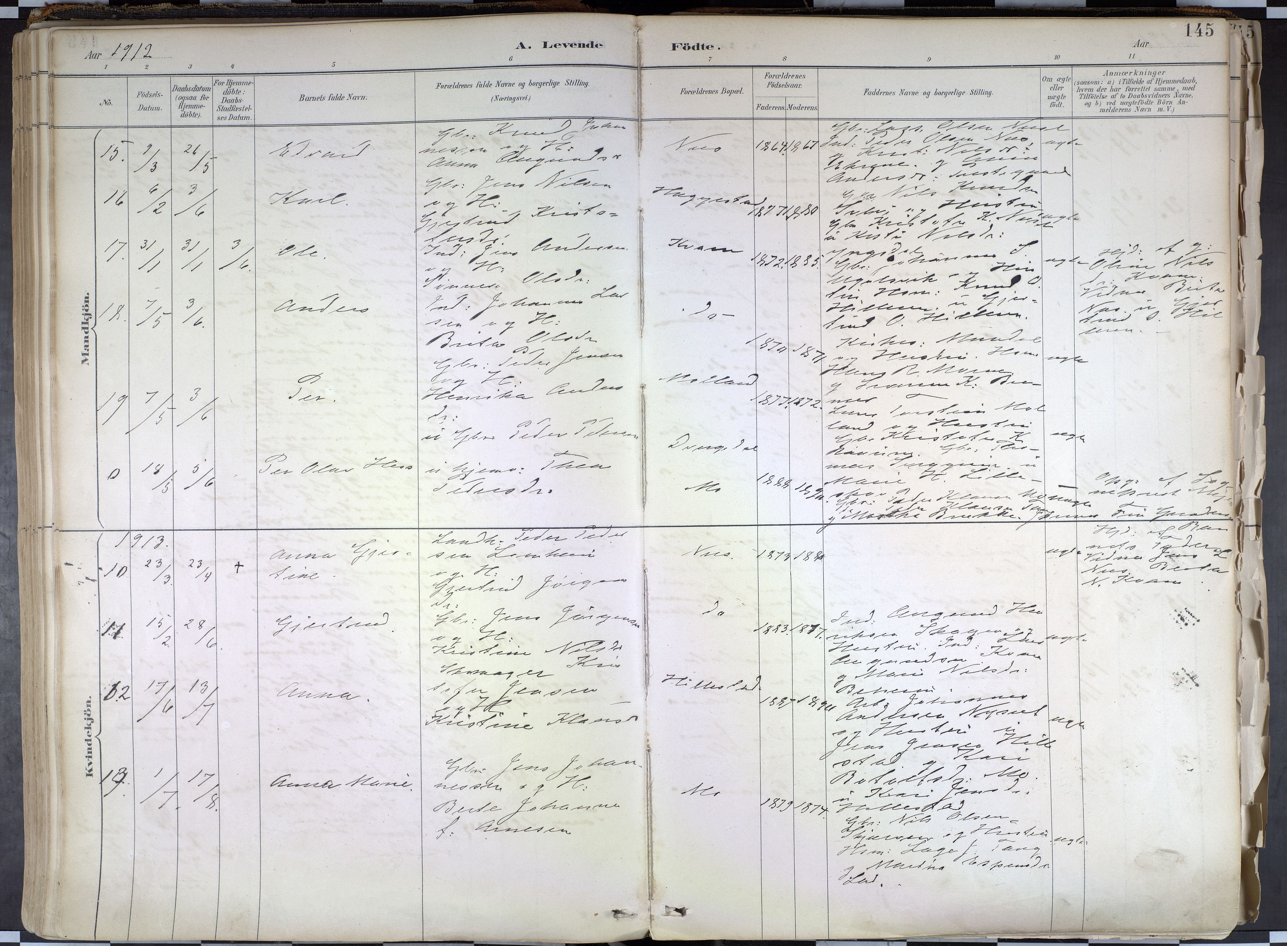 Hafslo sokneprestembete, AV/SAB-A-80301/H/Haa/Haab/L0001: Parish register (official) no. B 1, 1886-1945, p. 145