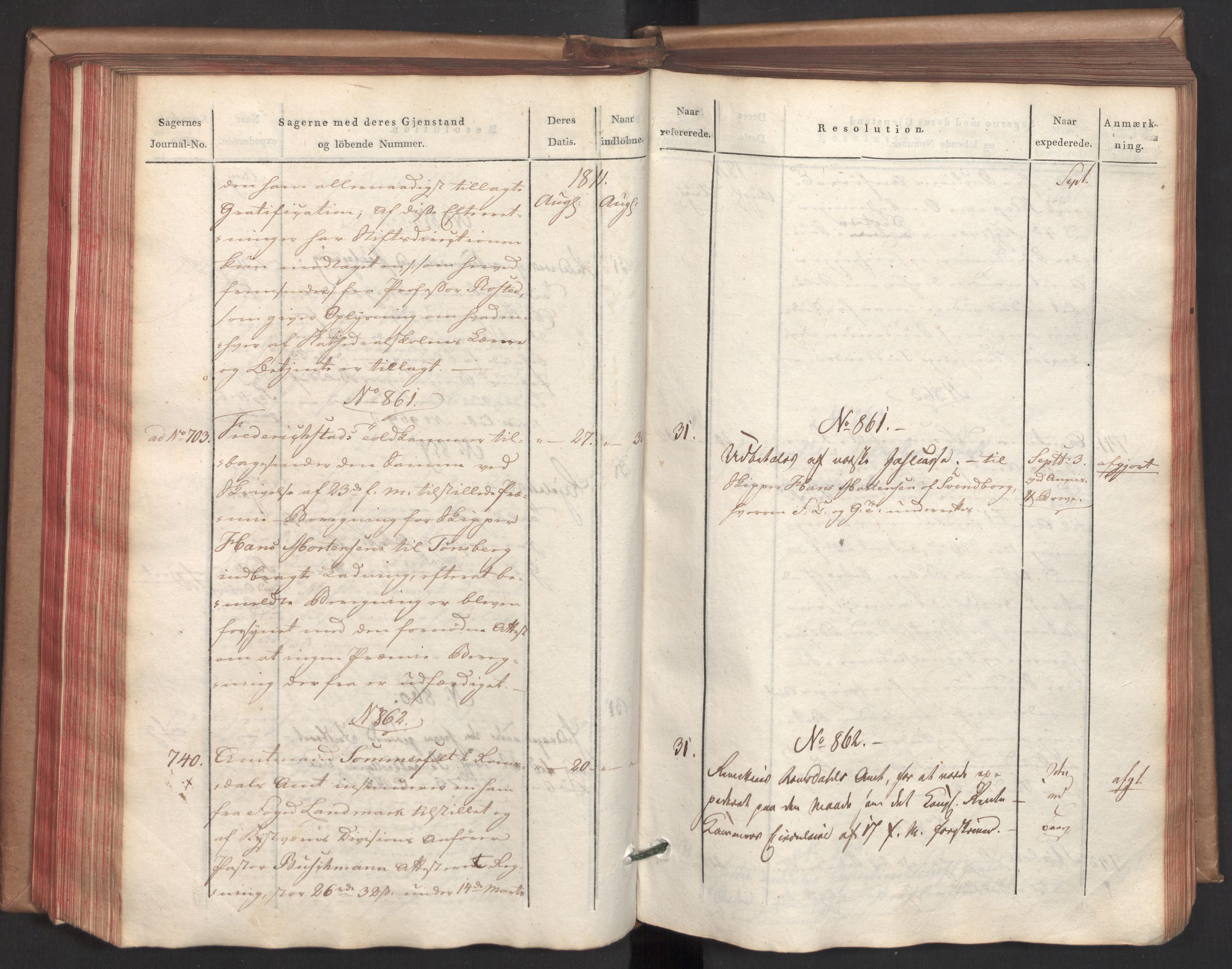 Stattholderembetet 1810-1814, 2. kontor (Kontor B), AV/RA-EA-5432/Ab/L0002: Referatprotokoll,  j.nr. 291-1001,  l.nr. 348-1179, 1811, p. 176