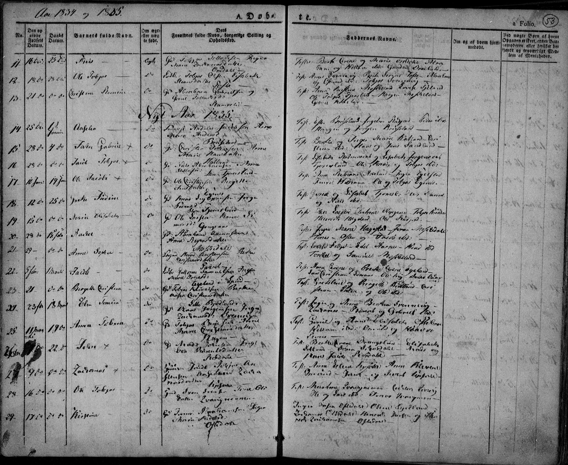 Lyngdal sokneprestkontor, AV/SAK-1111-0029/F/Fa/Fac/L0007: Parish register (official) no. A 7, 1825-1838, p. 53