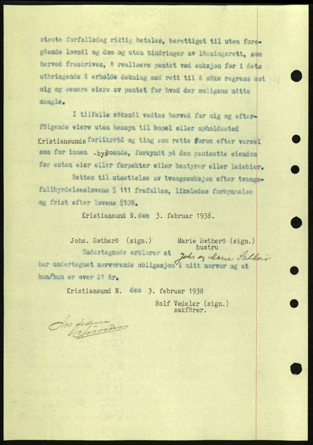 Kristiansund byfogd, SAT/A-4587/A/27: Mortgage book no. 31, 1938-1939, Diary no: : 84/1938