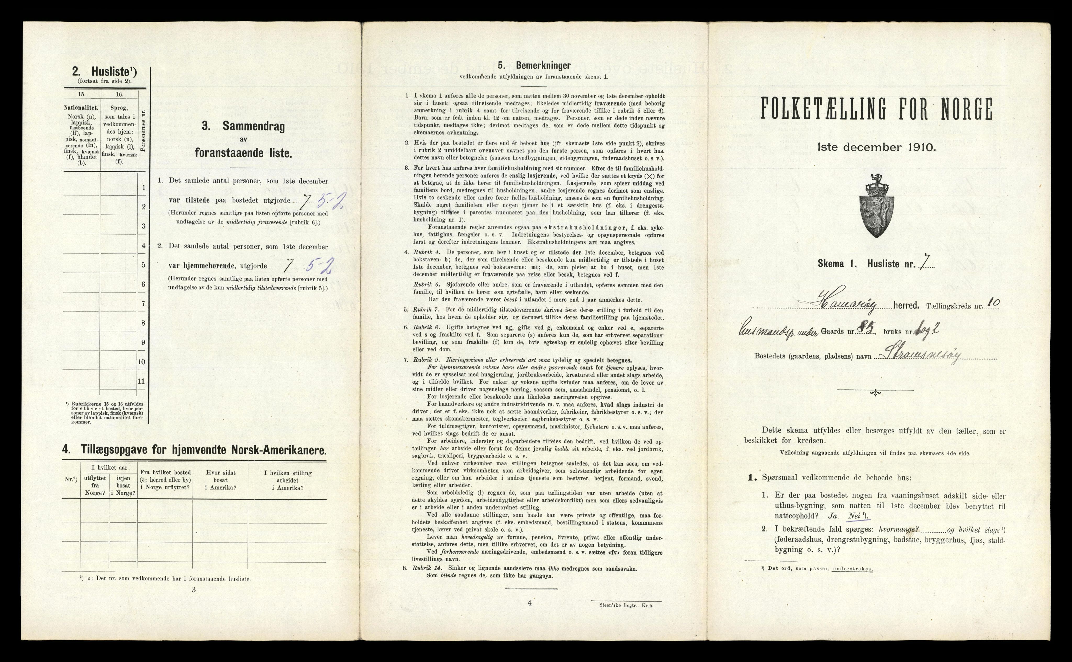 RA, 1910 census for Hamarøy, 1910, p. 1002