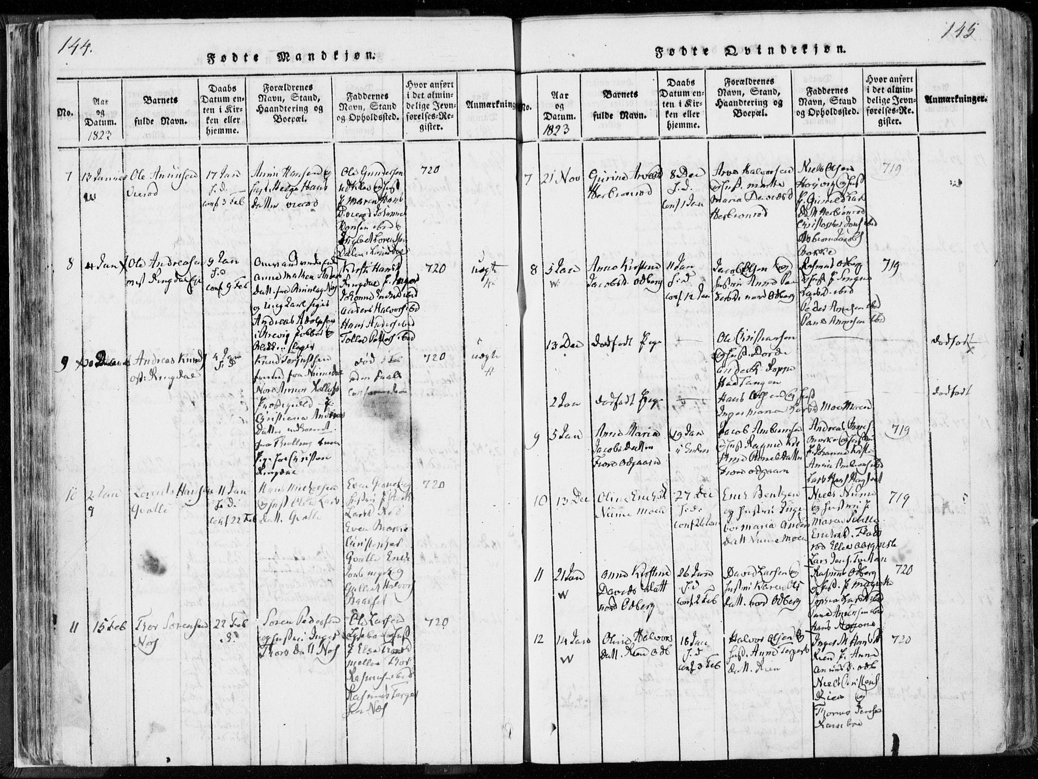 Hedrum kirkebøker, AV/SAKO-A-344/F/Fa/L0004: Parish register (official) no. I 4, 1817-1835, p. 144-145