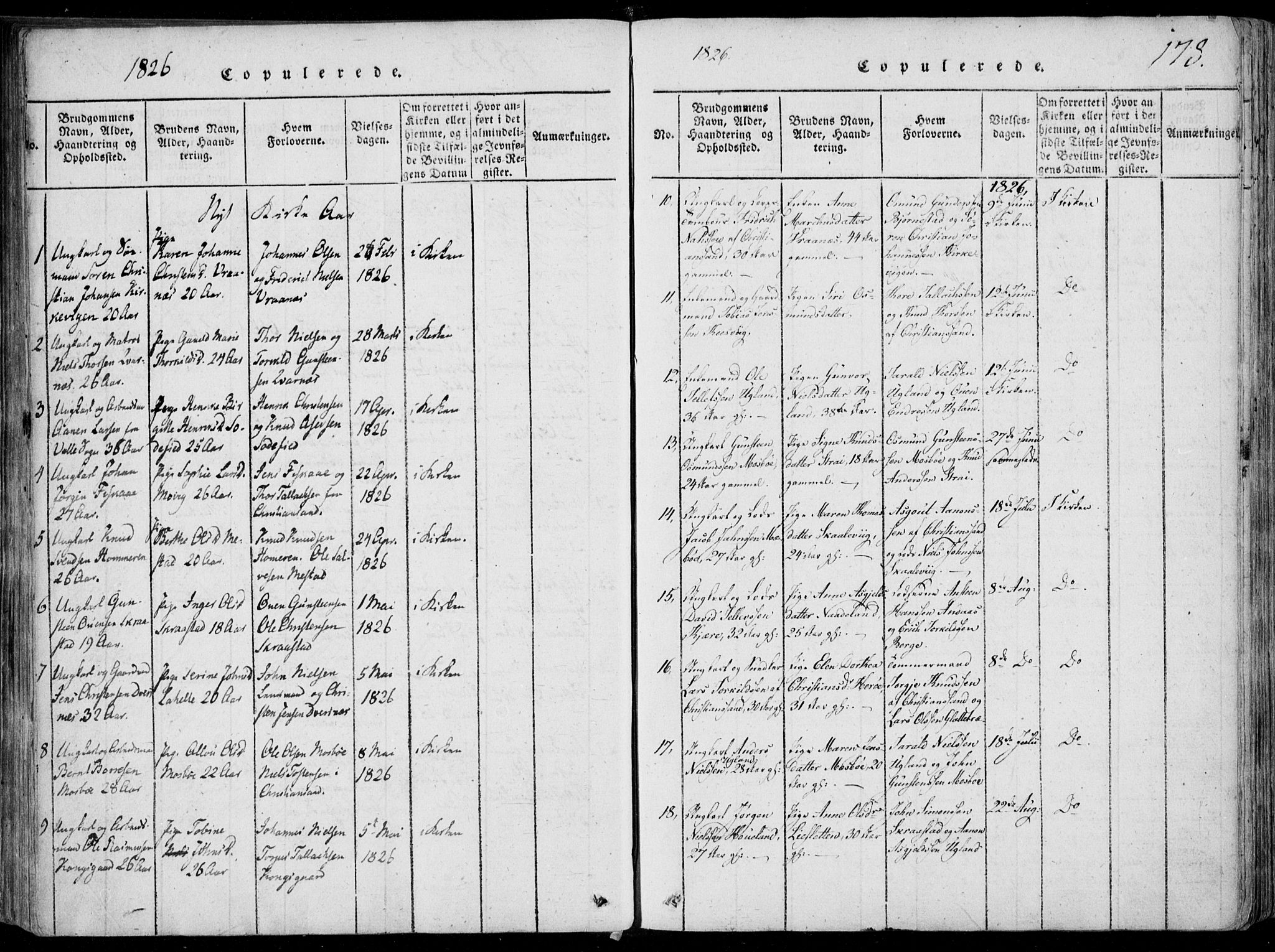 Oddernes sokneprestkontor, SAK/1111-0033/F/Fa/Faa/L0005: Parish register (official) no. A 5, 1820-1838, p. 178