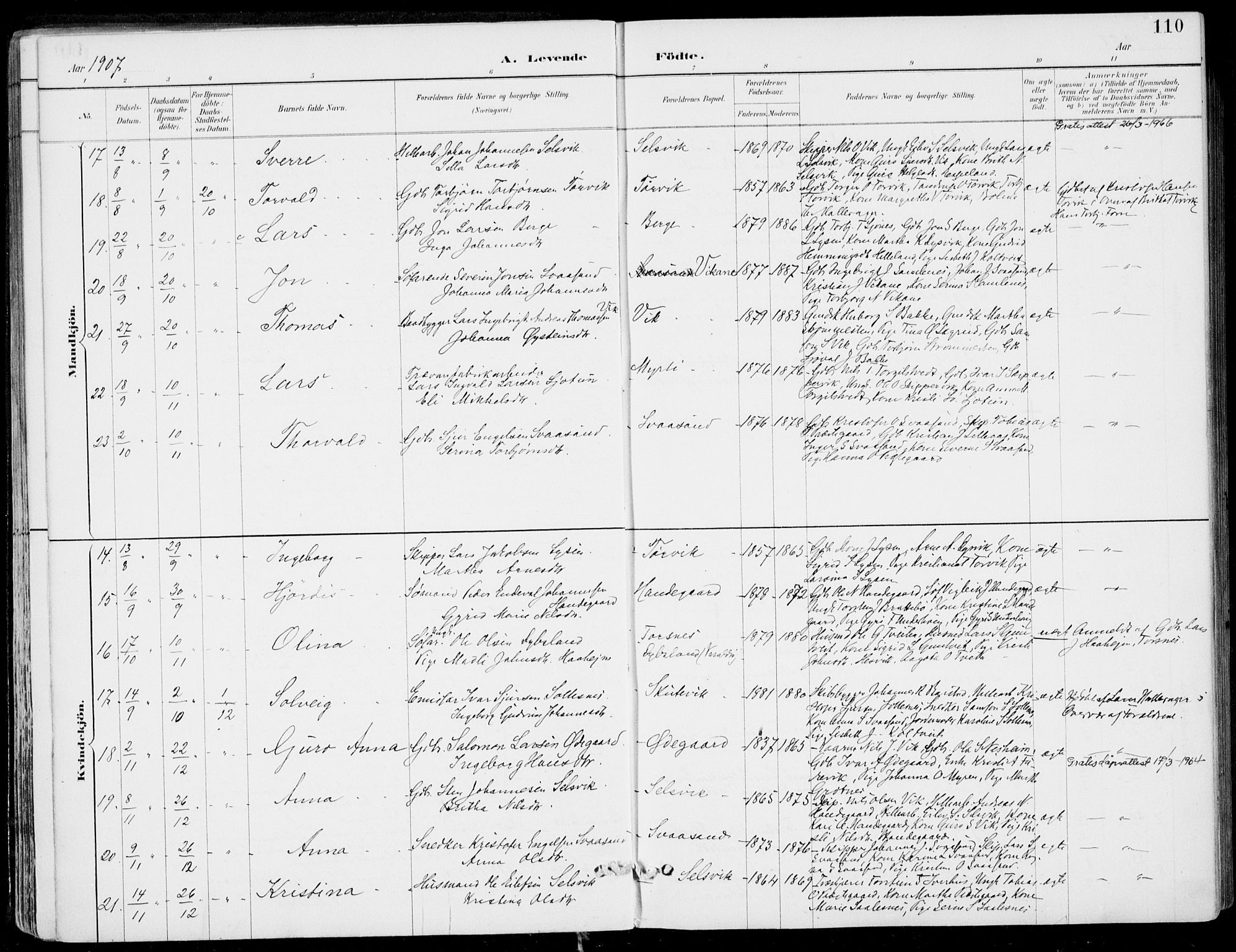 Strandebarm sokneprestembete, SAB/A-78401/H/Haa: Parish register (official) no. E  1, 1886-1908, p. 110