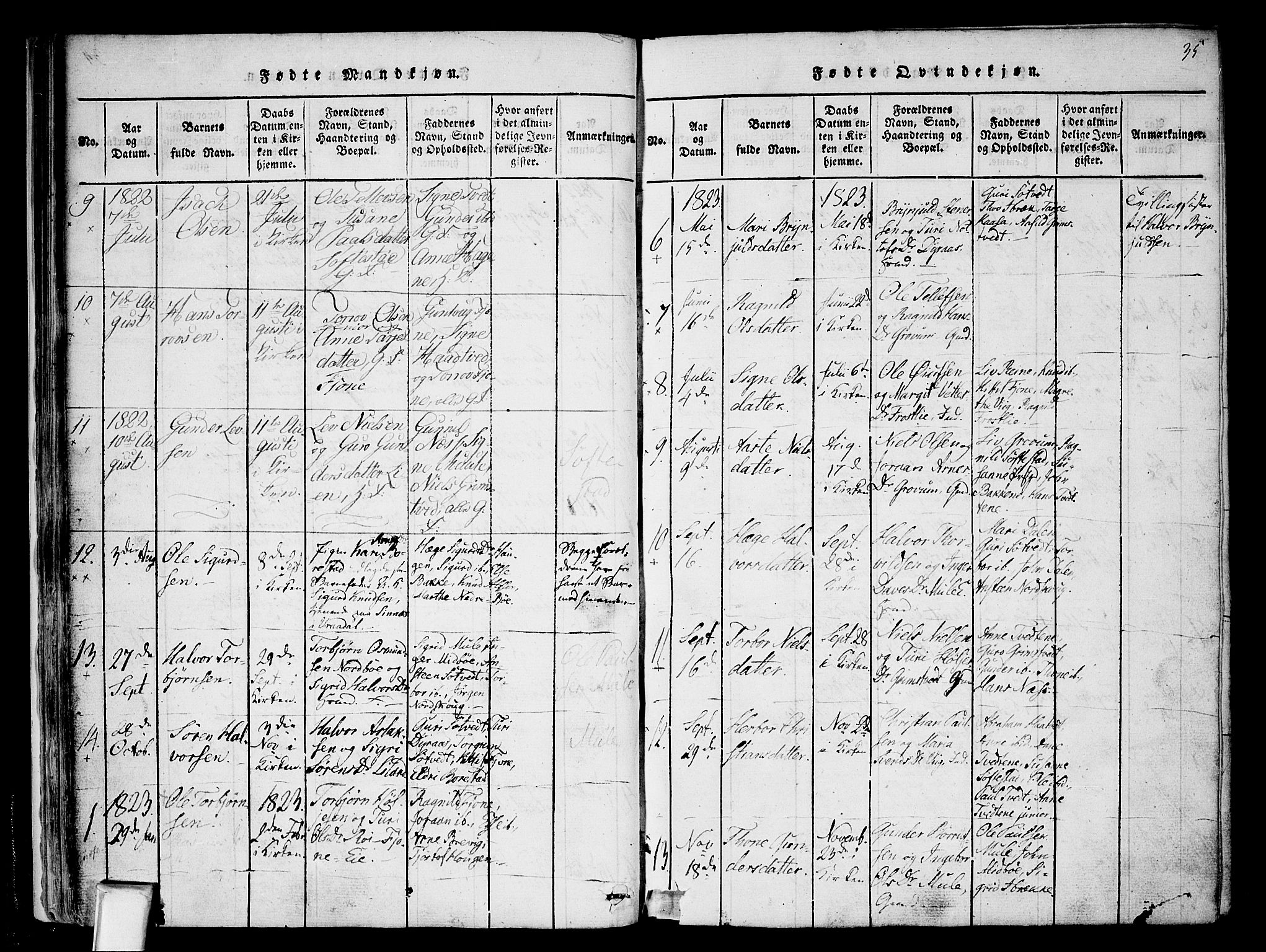 Nissedal kirkebøker, AV/SAKO-A-288/F/Fa/L0002: Parish register (official) no. I 2, 1814-1845, p. 35