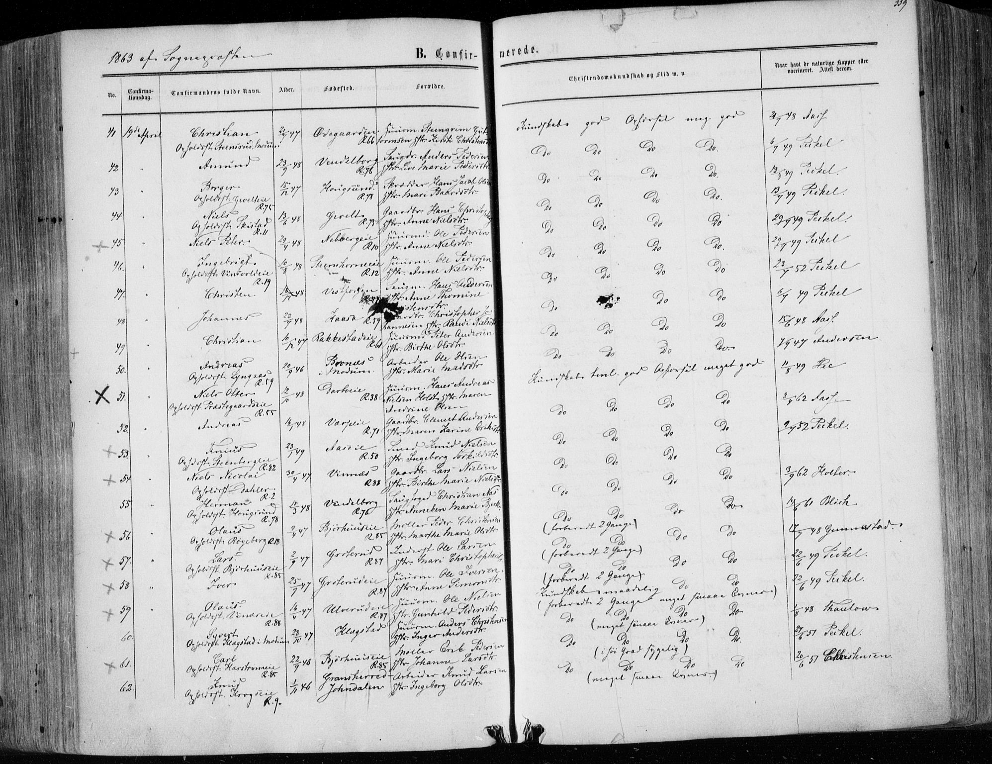 Eiker kirkebøker, SAKO/A-4/F/Fa/L0016: Parish register (official) no. I 16, 1860-1868, p. 339