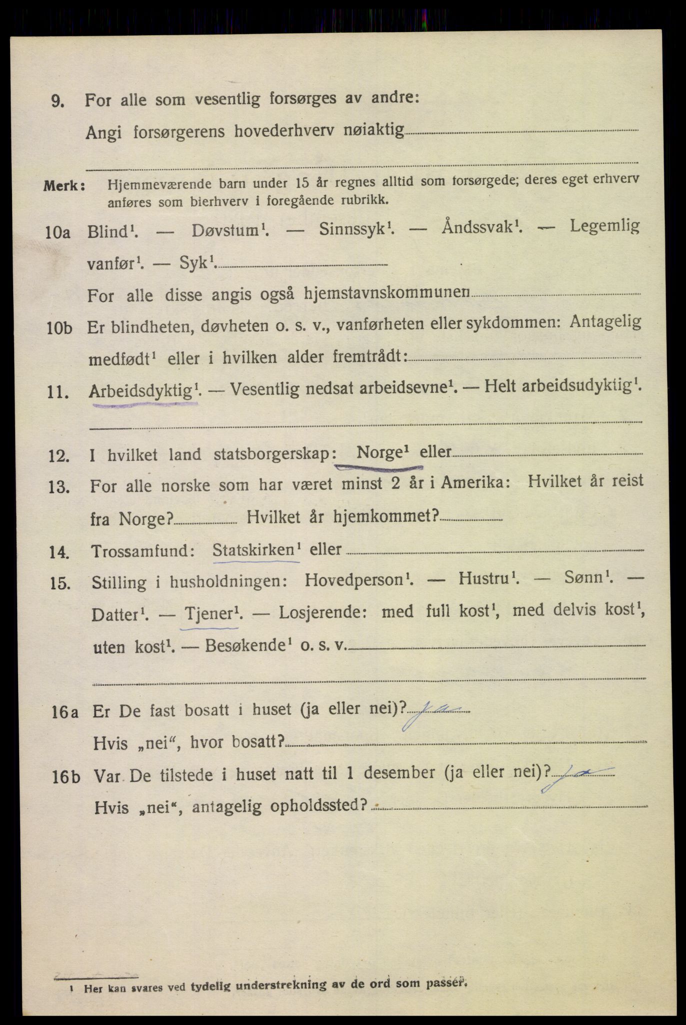 SAK, 1920 census for Oddernes, 1920, p. 11058