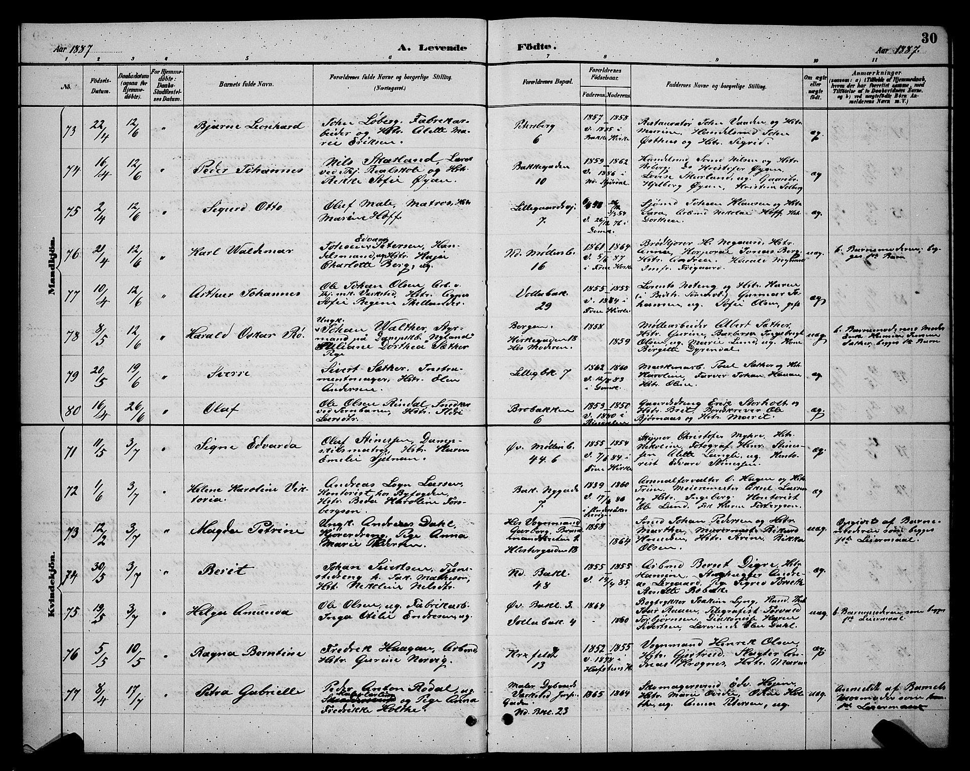 Ministerialprotokoller, klokkerbøker og fødselsregistre - Sør-Trøndelag, SAT/A-1456/604/L0222: Parish register (copy) no. 604C05, 1886-1895, p. 30