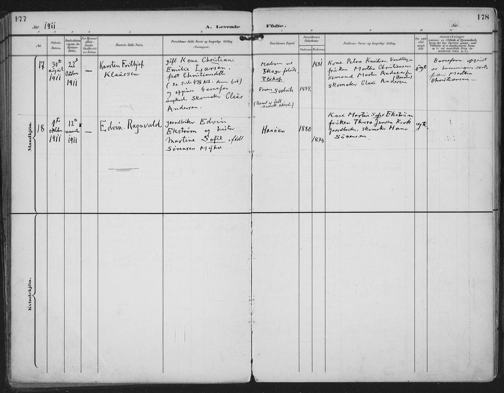 Strømm kirkebøker, AV/SAKO-A-322/F/Fa/L0005: Parish register (official) no. I 5, 1898-1919, p. 177-178